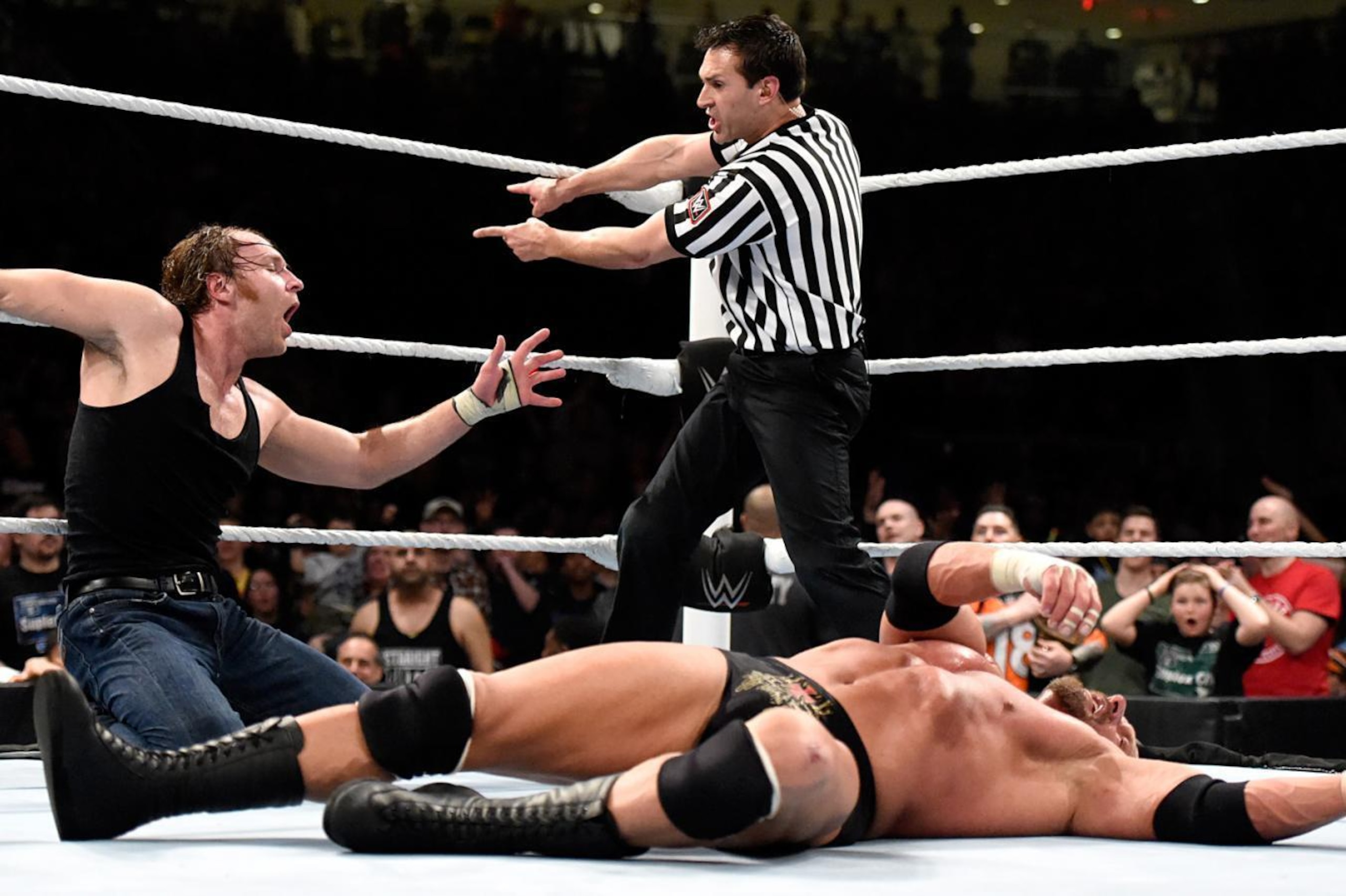 Dean Ambrose nearly scores the win against Triple H.
