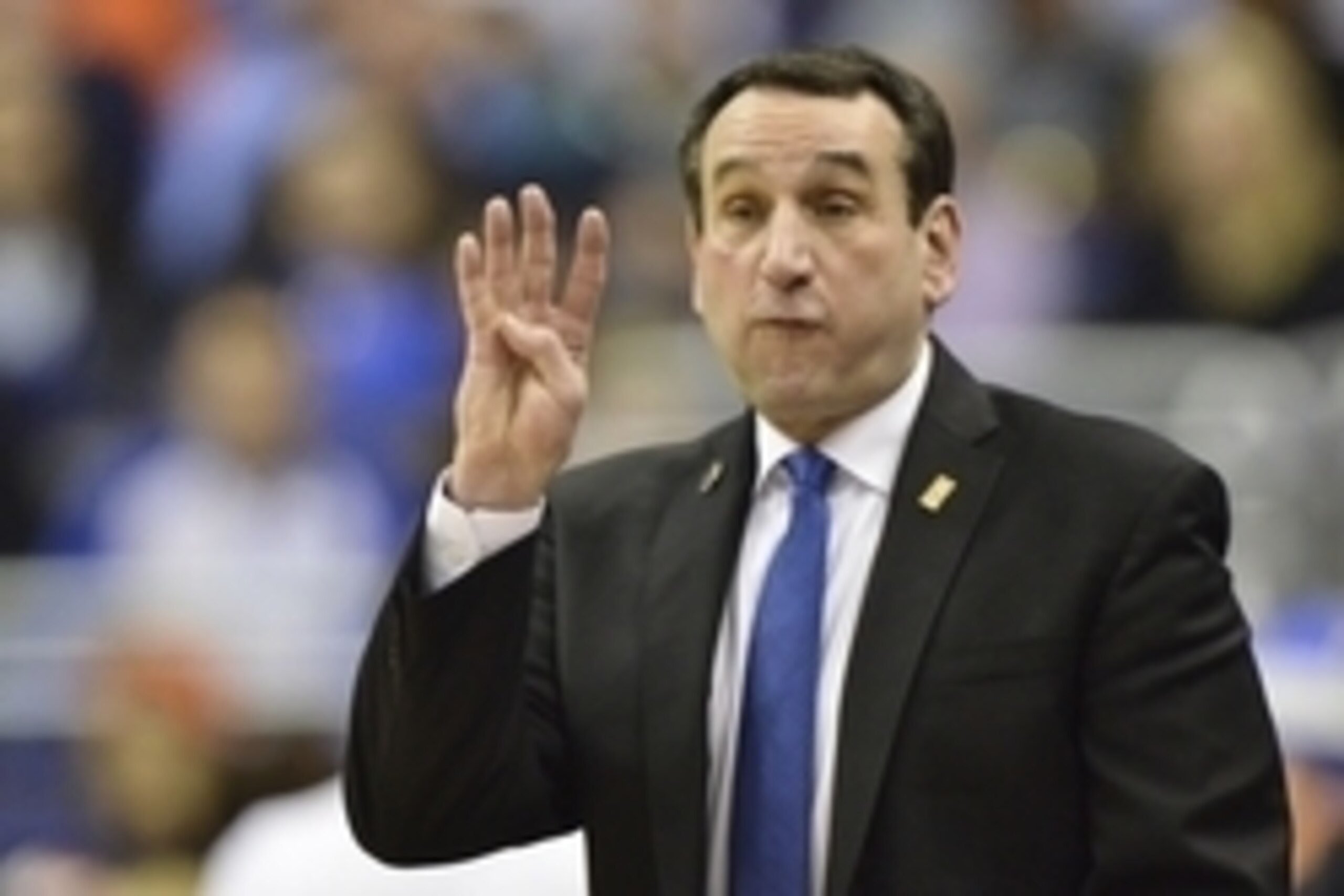 Mar 9, 2016; Washington, DC, USA; Duke Blue Devils head coach Mike Krzyzewski calls out a play in the second half against the North Carolina State Wolfpack during day two of the ACC conference tournament at Verizon Center. Duke Blue Devils defeated North 