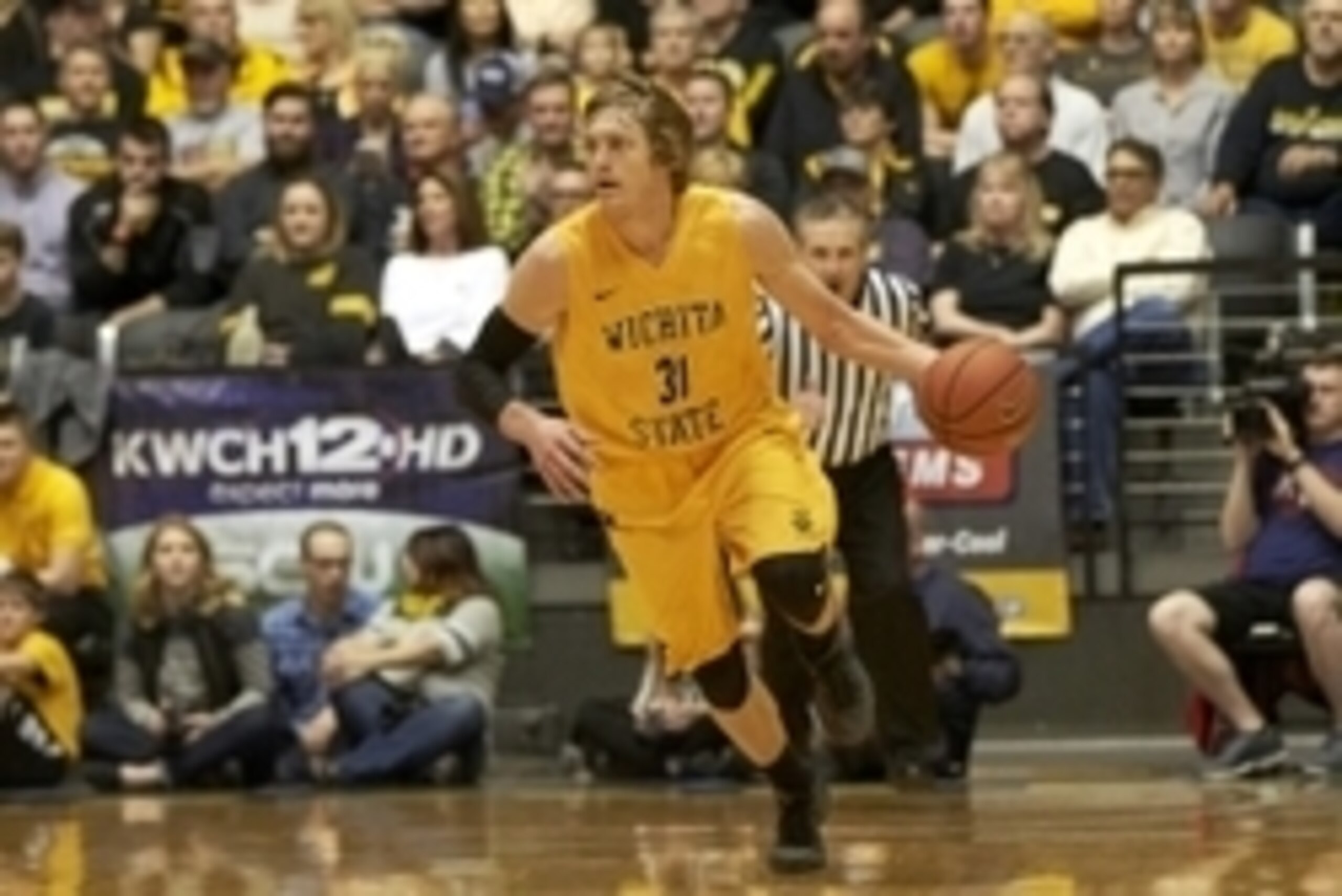 Feb 18, 2016; Wichita, KS, USA; Wichita State Shockers guard Ron Baker (31) brings the ball down the court against the Missouri State Bears at Charles Koch Arena. Mandatory Credit: Gary Rohman/MLS/USA TODAY Sports Feb 18, 2016; Wichita, KS, USA; Wichita State Shockers guard Ron Baker (31) brings the ball down the court against the Missouri State Bears at Charles Koch Arena. Mandatory Credit: Gary Rohman/MLS/USA TODAY Sports