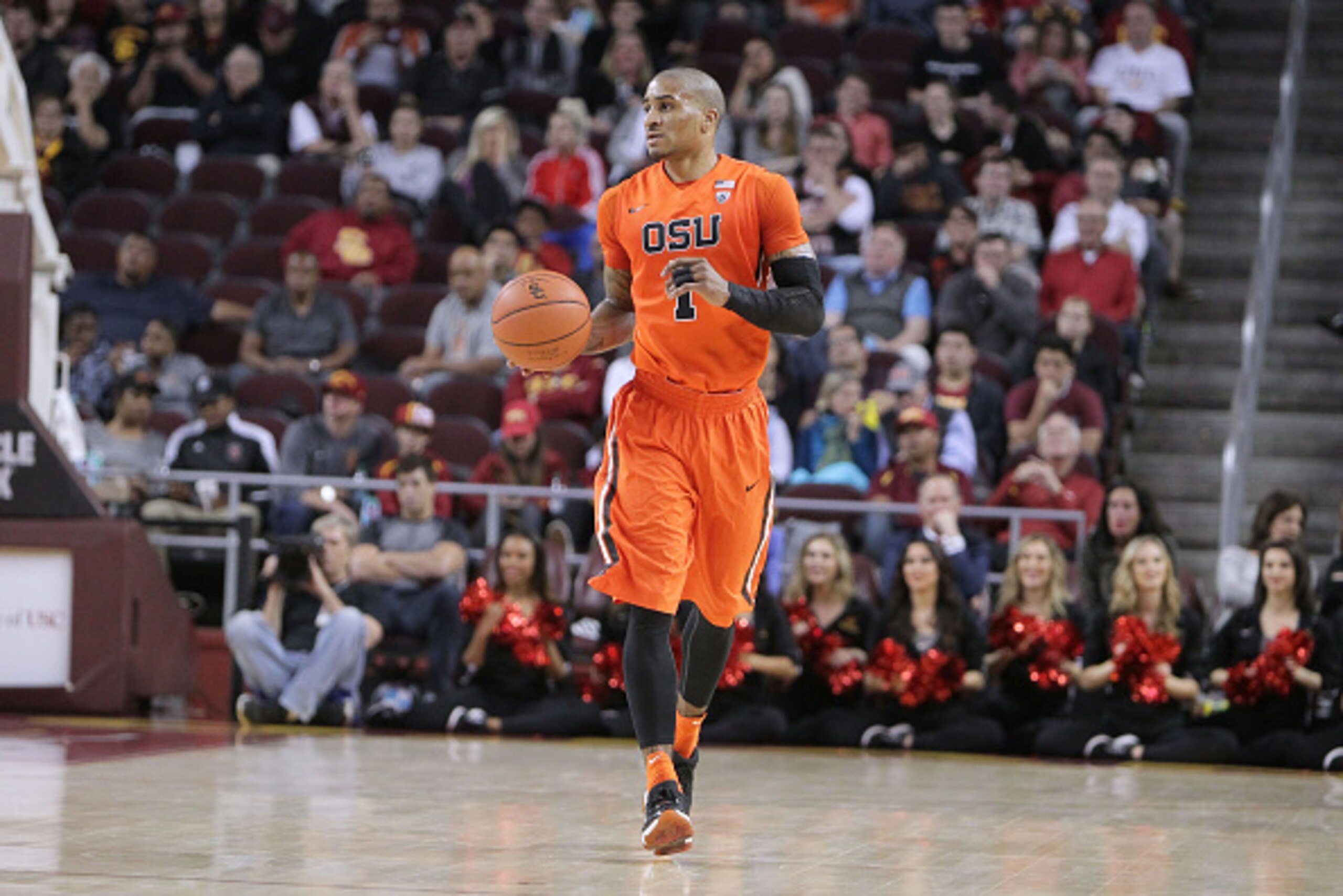 LOS ANGELES, CA - MARCH 02: Gary Payton II #1 of the Oregon State Beavers handles the ball against the USC Trojans during a NCAA Pac12 college basketball game at Galen Center on March 2, 2016 in Los Angeles, California. (Photo by Leon Bennett/Getty Imag LOS ANGELES, CA - MARCH 02: Gary Payton II #1 of the Oregon State Beavers handles the ball against the USC Trojans during a NCAA Pac12 college basketball game at Galen Center on March 2, 2016 in Los Angeles, California. (Photo by Leon Bennett/Getty Imag