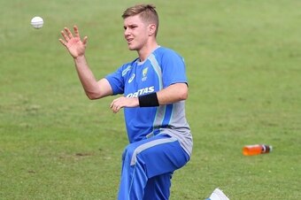 DURBAN, SOUTH AFRICA - MARCH 02:  Adam Zampa during the Australia training session and press conference at Sahara Stadium Kingsmead on March 02, 2015 in Durban, South Africa. (Photo by Anesh Debiky/Gallo Images/Getty Images)