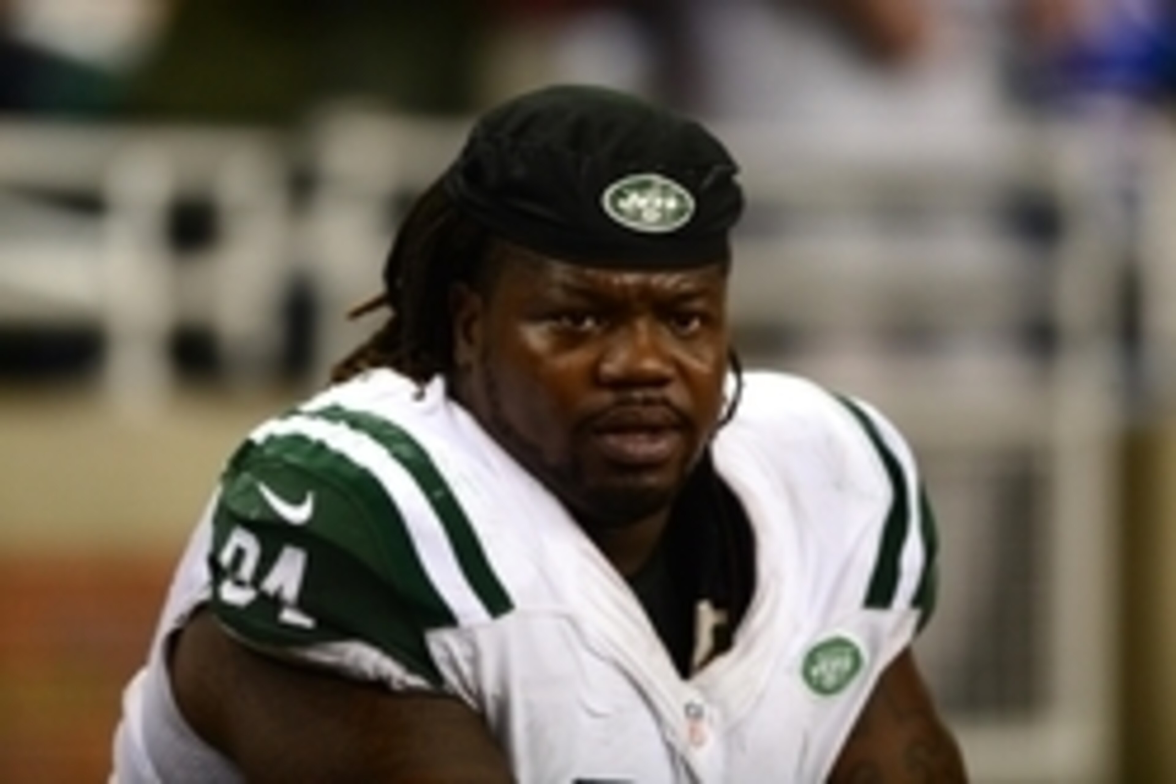 Nov 24, 2014; Detroit, MI, USA; New York Jets nose tackle Damon Harrison (94) against the Buffalo Bills at Ford Field. Mandatory Credit: Andrew Weber-USA TODAY Sports