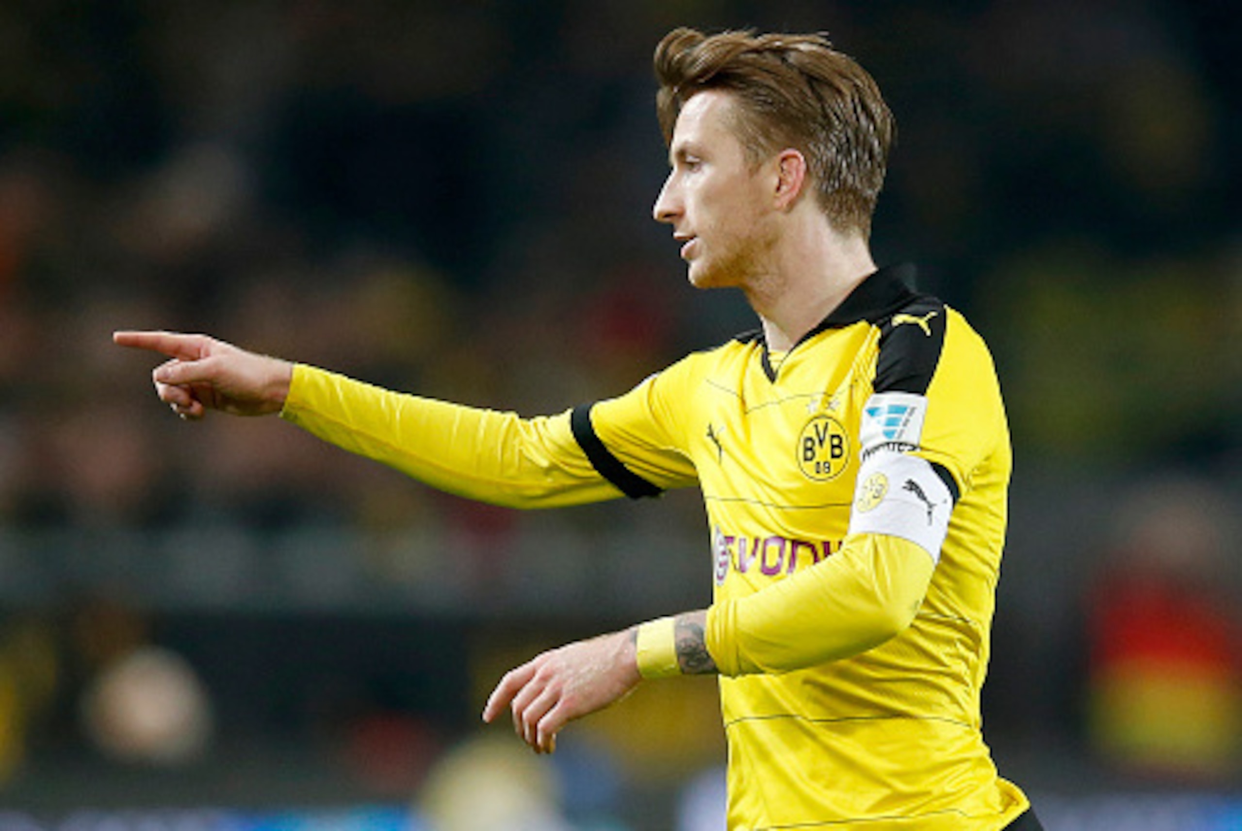 DORTMUND, GERMANY - FEBRUARY 28:  Marco Reus of Borussia Dortmund gestures during the Bundesliga match between Borussia Dortmund and 1899 Hoffenheim at Signal Iduna Park on February 28, 2016 in Dortmund, Germany.  (Photo by Boris Streubel/Getty Images)