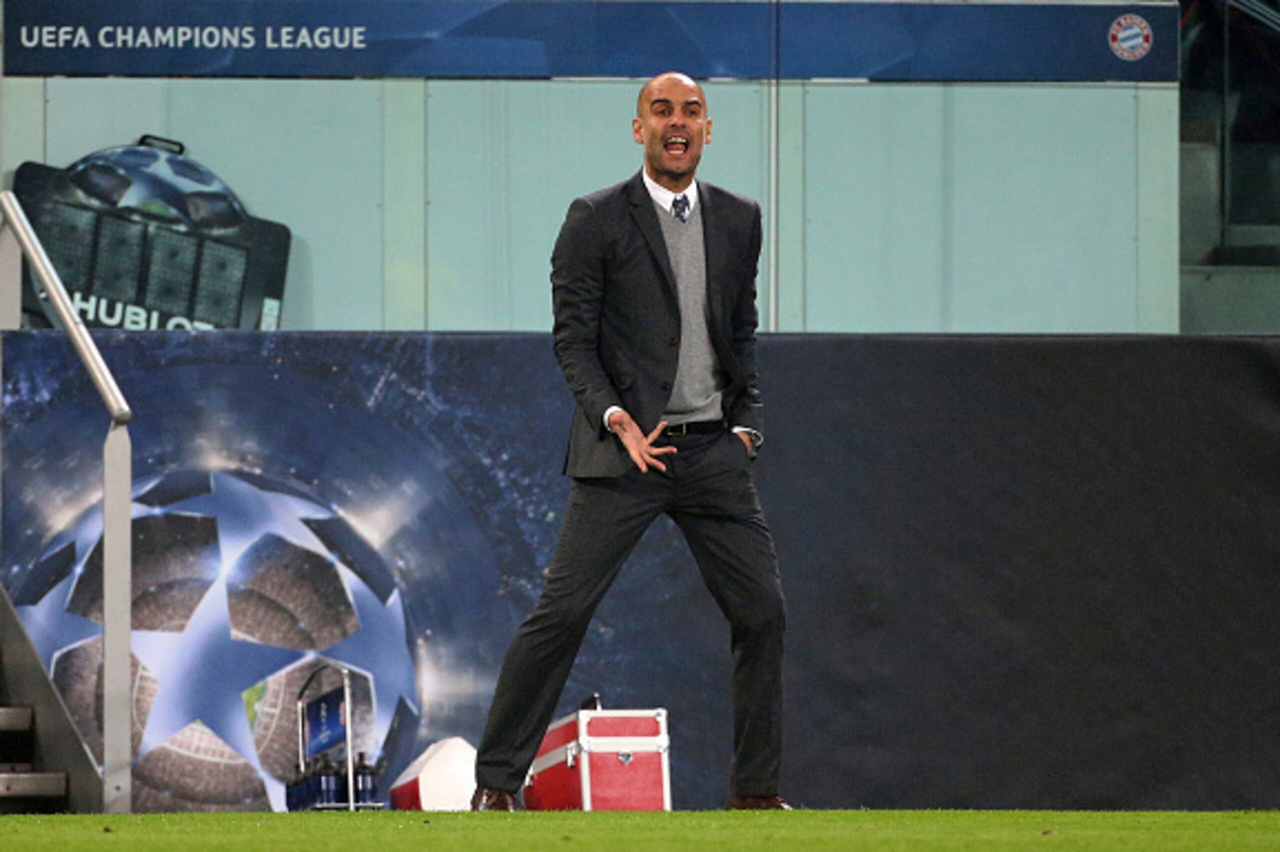 TURIN, ITALY - FEBRUARY 23: Coach of Bayern Muenchen Pep Guardiola gestures during the UEFA Champions League Round of 16 first leg match between Juventus Turin and Bayern Muenchen (Bayern Munich) at Juventus Stadium on February 23, 2016 in Turin, Italy. (