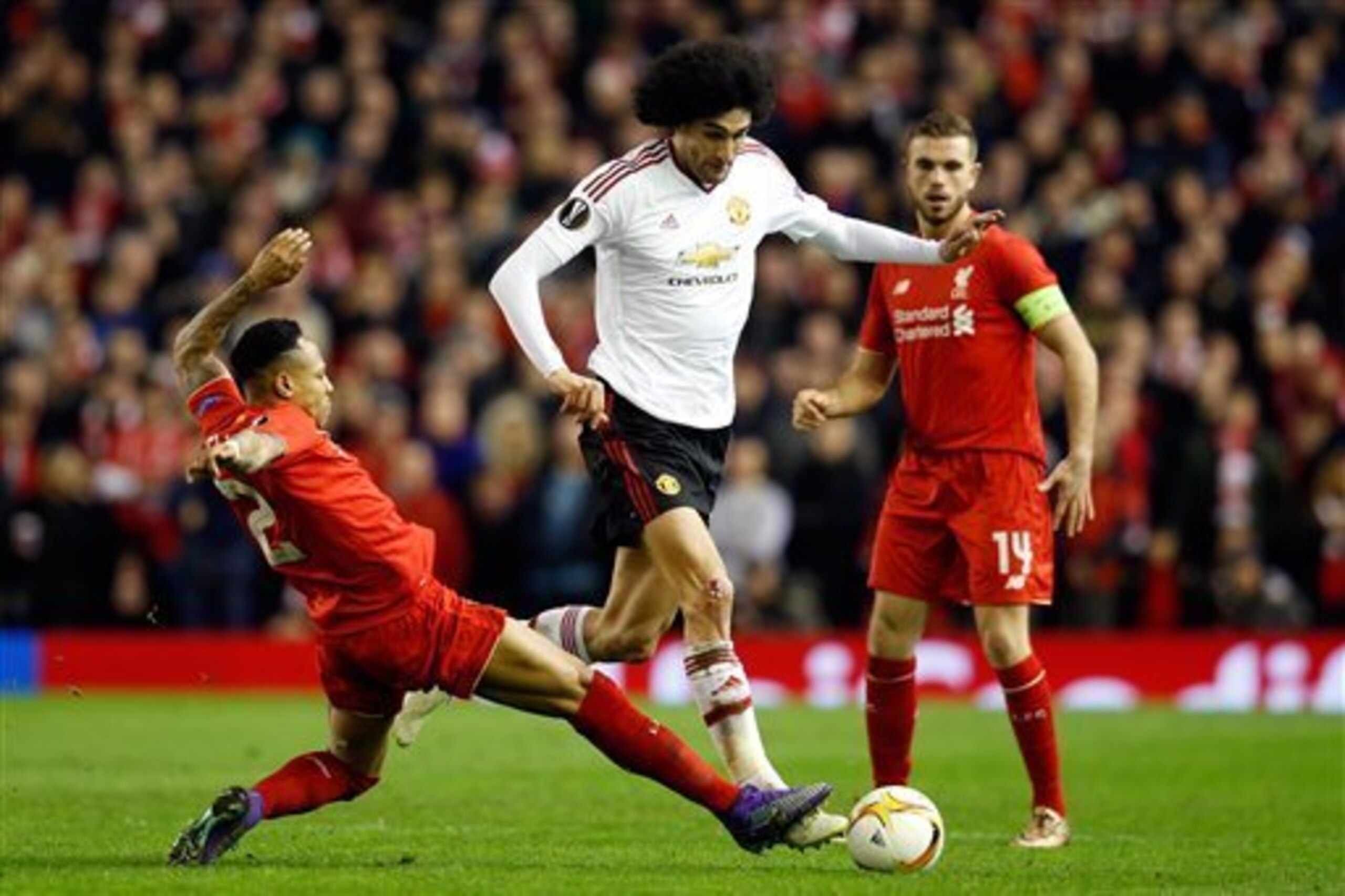 Fellaini was shut down by Liverpool's midfield and defence.