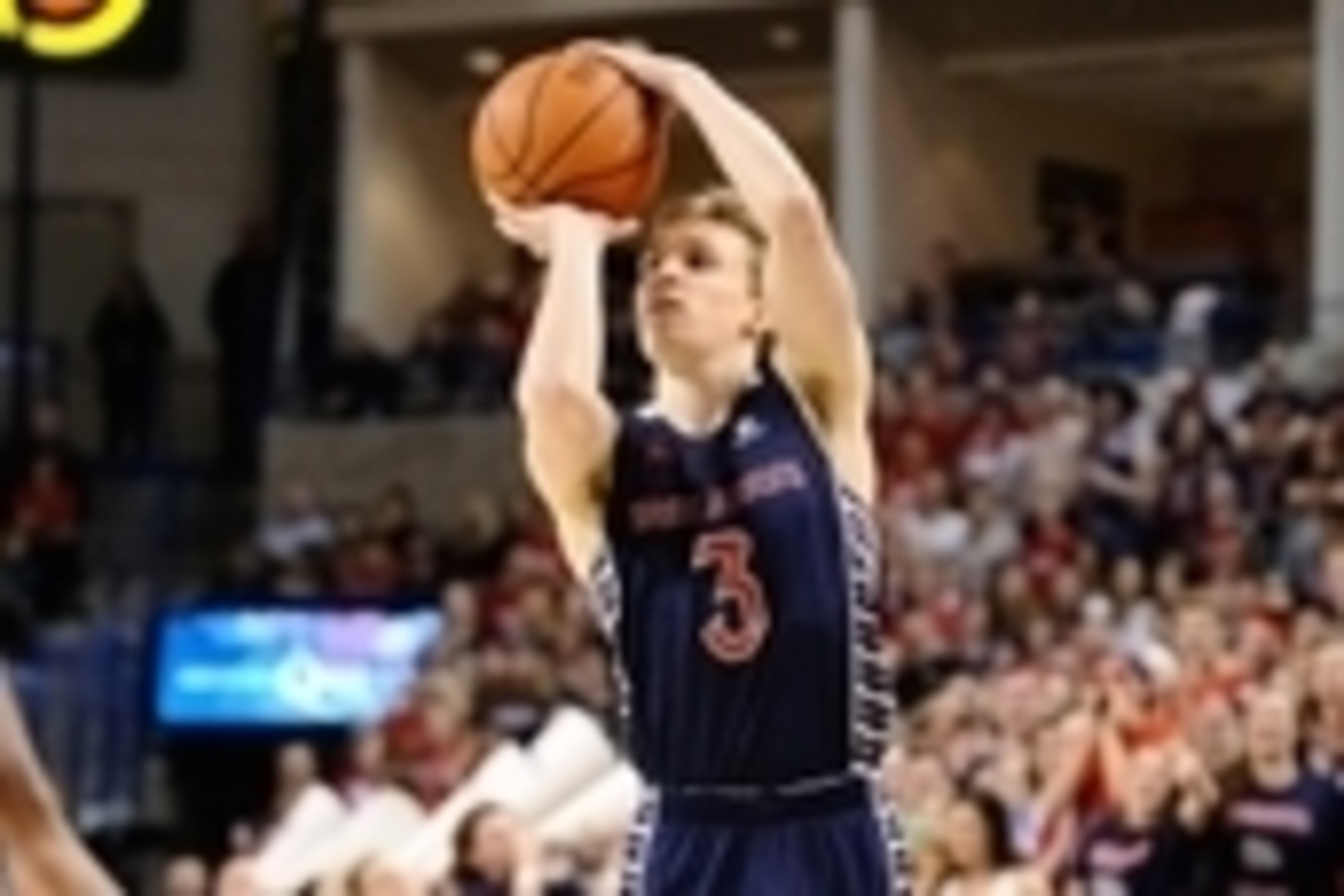 Feb 20, 2016; Spokane, WA, USA; Saint Mary   s Gaels guard Emmett Naar (3) puts up a three-pointer against the Gonzaga Bulldogs during the first half at McCarthey Athletic Center. Mandatory Credit: James Snook-USA TODAY Sports
