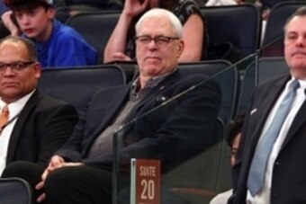 Dec 21, 2015; New York, NY, USA; New York Knicks general manager Phil Jackson watches during the third quarter against the Orlando Magic at Madison Square Garden. The Magic defeated the Knicks 107-99. Mandatory Credit: Brad Penner-USA TODAY Sports