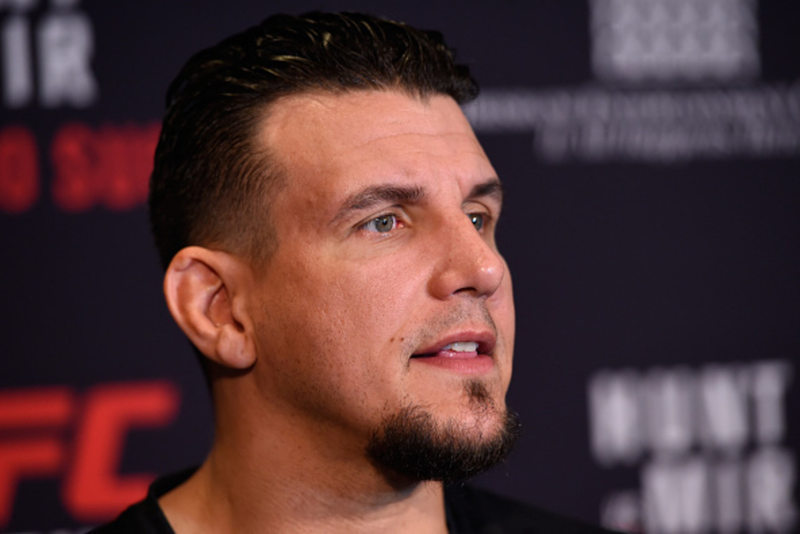 BRISBANE, AUSTRALIA - MARCH 18:   Frank Mir interacts with media during the UFC Ultimate Media Day at the Brisbane Marriott Hotel on March 18, 2016 in Brisbane, Australia. (Photo by Josh Hedges/Zuffa LLC/Zuffa LLC via Getty Images)