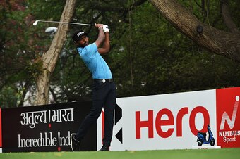 NEW DELHI, INDIA - MARCH 18:  S Chikkarangappa of India plays a shot during the second round of the Hero Indian Open at Delhi Golf Club on March 18, 2016 in New Delhi, India.  (Photo by Stuart Franklin/Getty Images)