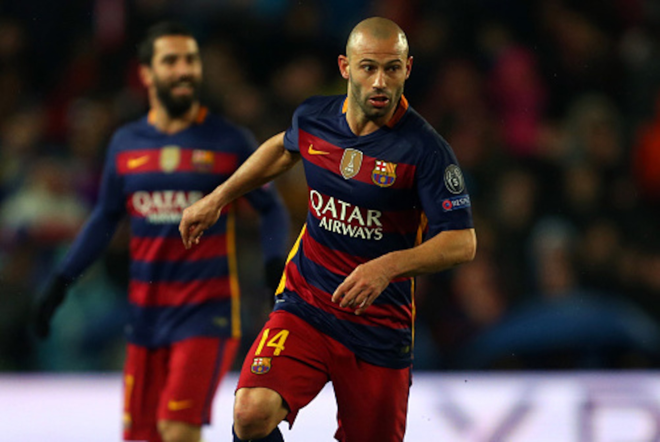 BARCELONA, SPAIN - MARCH 16:  Javier Mascherano of FC Barcelona during the UEFA Champions League match between FC Barcelona and Arsenal at Camp Nou on March 16, 2016 in Barcelona, Spain.  (Photo by Catherine Ivill - AMA/Getty Images)