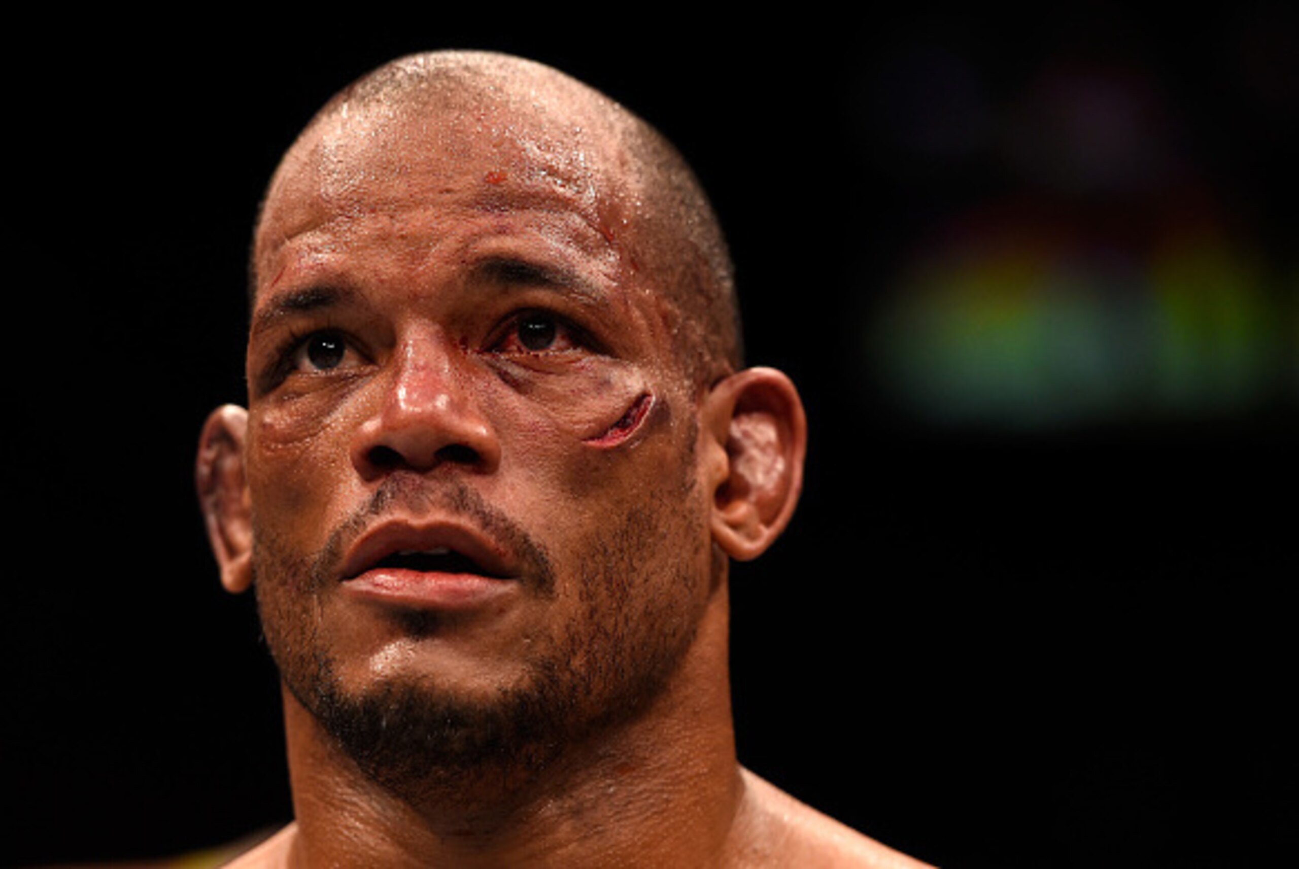 BRISBANE, AUSTRALIA - MARCH 20:  Hector Lombard of Cuba stands in the Octagon after being defeated by Neil Magny of the United States after their welterweight bout during the UFC Fight Night event at the Brisbane Entertainment Centre on March 20, 2016 in 