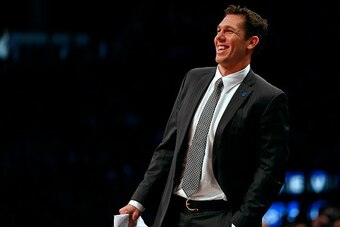 NEW YORK, NY - DECEMBER 6: Interim head coach Luke Walton of the Golden State Warriors during the second quarter against the Brooklyn Nets in an NBA basketball game at the Barclays Center on December 6, 2015 in the Brooklyn borough of New York City. The W
