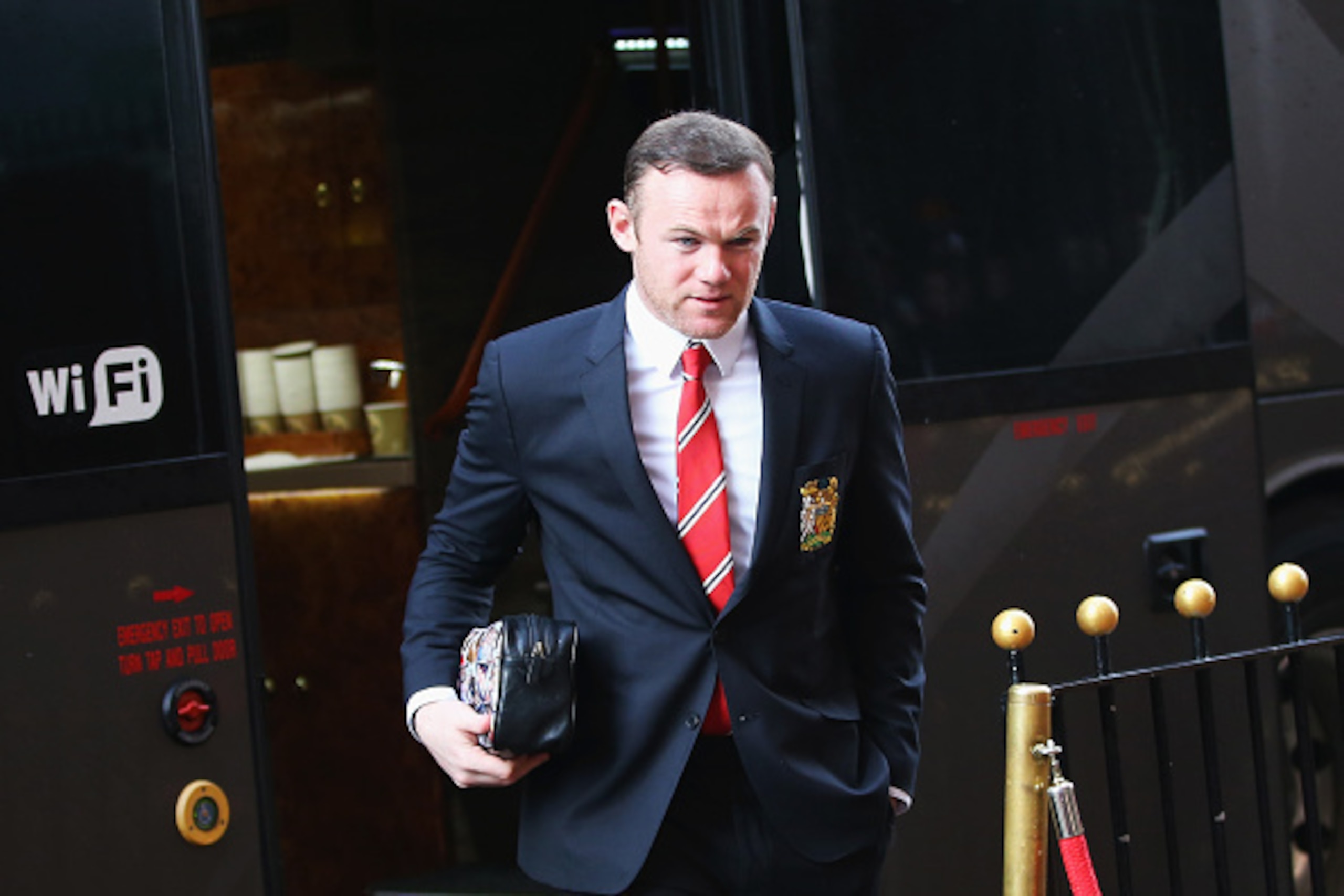 SUNDERLAND, ENGLAND - FEBRUARY 13:  Wayne Rooney of Manchester United is seen on arrival at the stadium prior to the Barclays Premier League match between Sunderland and Manchester United at the Stadium of Light on February 13, 2016 in Sunderland, England