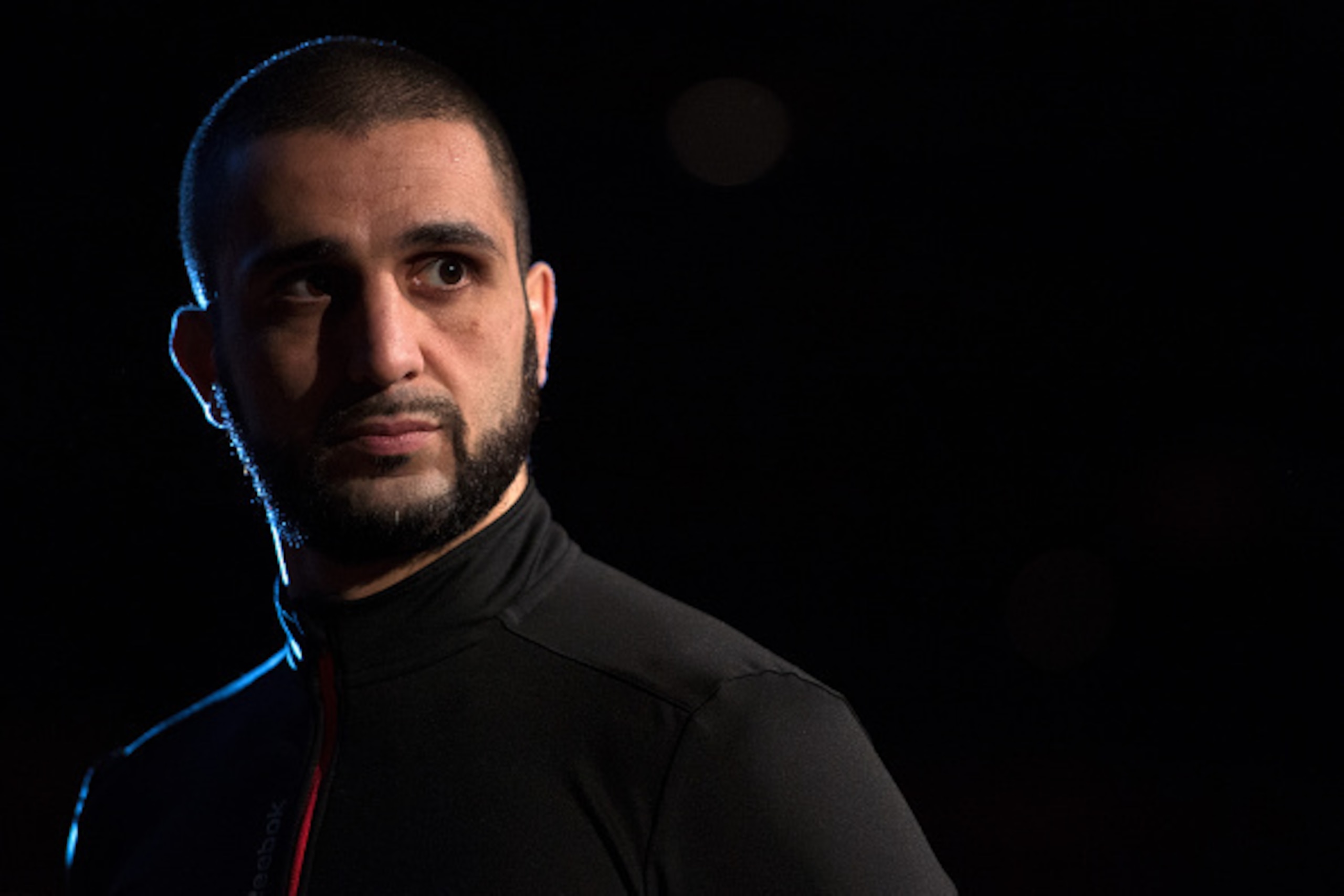 LAS VEGAS, NEVADA - JANUARY 01:  Tristar Gym coach Firas Zahabi waits backstage during the UFC 195 weigh-in at the MGM Grand Conference Center on January 1, 2016 in Las Vegas, Nevada. (Photo by Jeff Bottari/Zuffa LLC/Zuffa LLC via Getty Images)