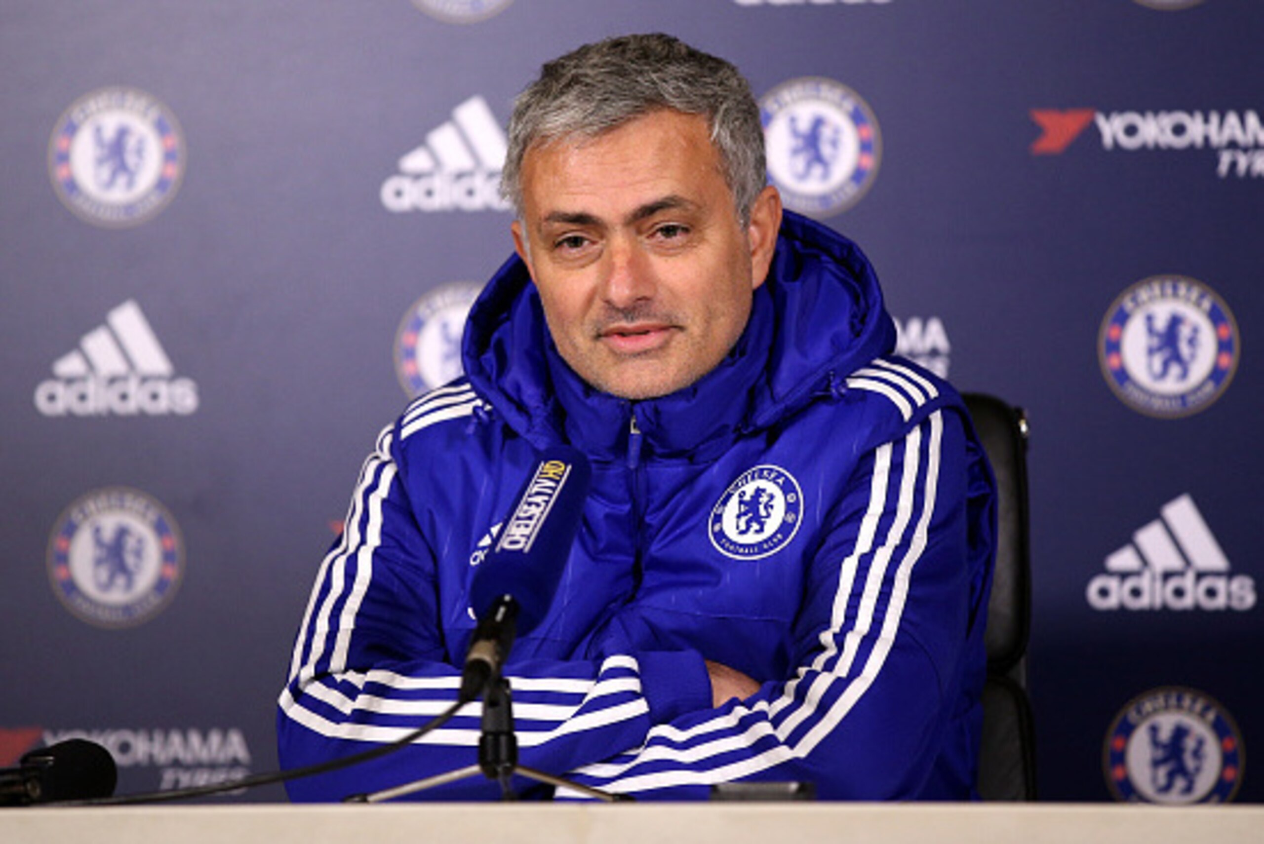 COBHAM, ENGLAND - DECEMBER 04:  Jose Mourinho, Manager of Chelsea answers questions from the media during a press conference ahead of the Barclays Premier League match between Chelsea and AFC Bournemouth at Chelsea Training Ground on December 4, 2015 in C