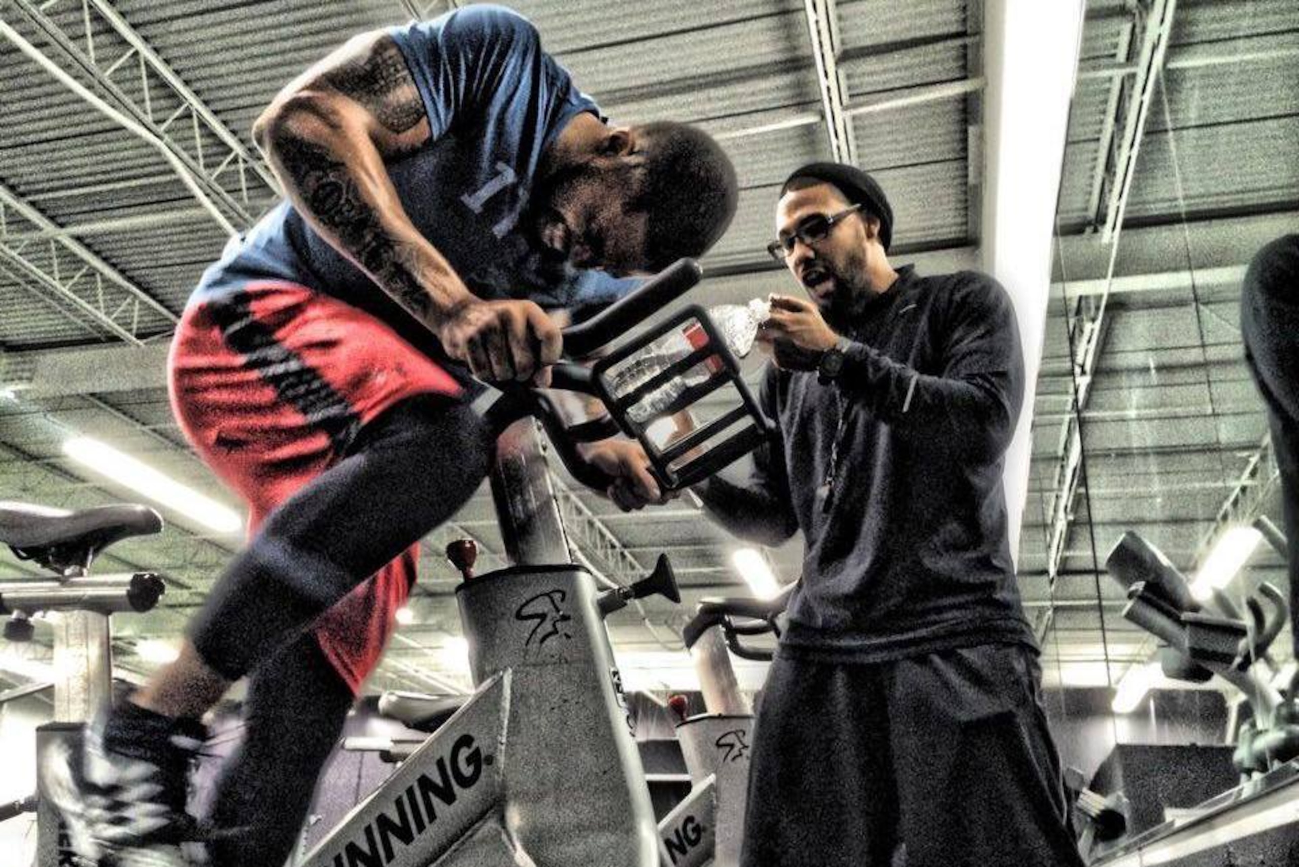 Arian (left) and Abdul (right) during a workout