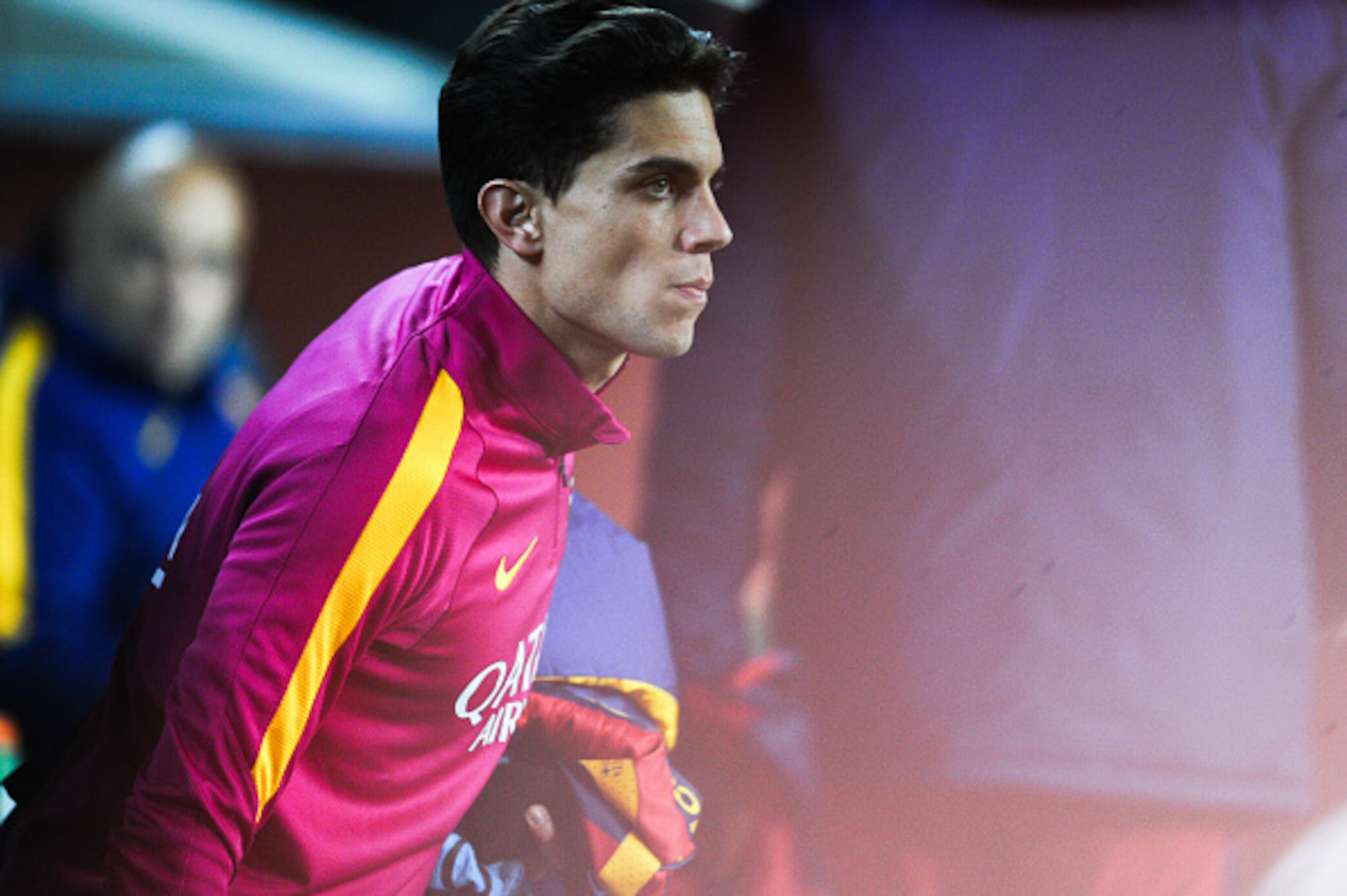 BARCELONA, SPAIN - FEBRUARY 03: Marc Bartra of FC Barcelona looks on prior to the Copa del Rey Semi Final first leg match between FC Barcelona and Valencia at Nou Camp on February 3, 2016 in Barcelona, Spain. (Photo by David Ramos/Getty Images) BARCELONA, SPAIN - FEBRUARY 03: Marc Bartra of FC Barcelona looks on prior to the Copa del Rey Semi Final first leg match between FC Barcelona and Valencia at Nou Camp on February 3, 2016 in Barcelona, Spain. (Photo by David Ramos/Getty Images)