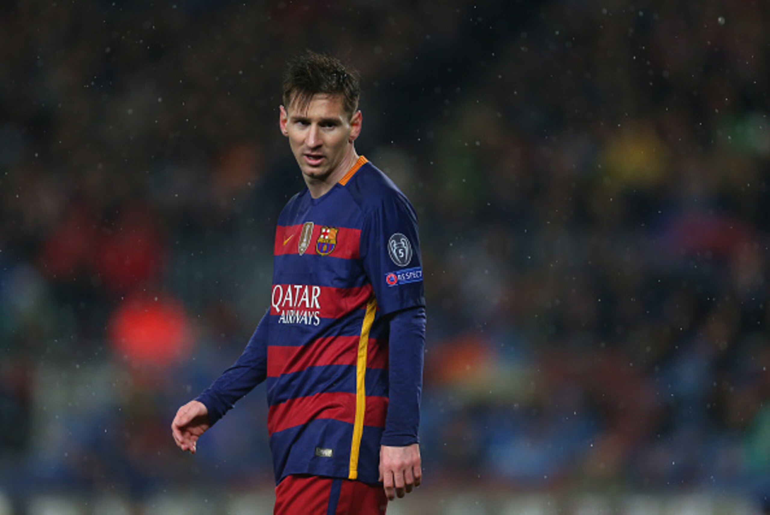 BARCELONA, SPAIN - MARCH 16:  Lionel Messi of FC Barcelona  during the UEFA Champions League match between FC Barcelona and Arsenal at Camp Nou on March 16, 2016 in Barcelona, Spain.  (Photo by Catherine Ivill - AMA/Getty Images)