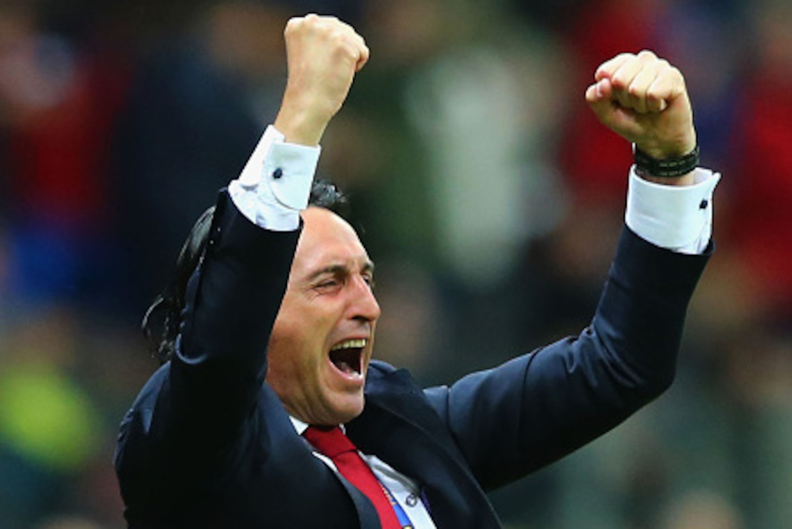 WARSAW, POLAND - MAY 27: Unai Emery, coach of Sevilla celebrates during the UEFA Europa League Final match between FC Dnipro Dnipropetrovsk and FC Sevilla on May 27, 2015 in Warsaw, Poland.  (Photo by Martin Rose/Getty Images)