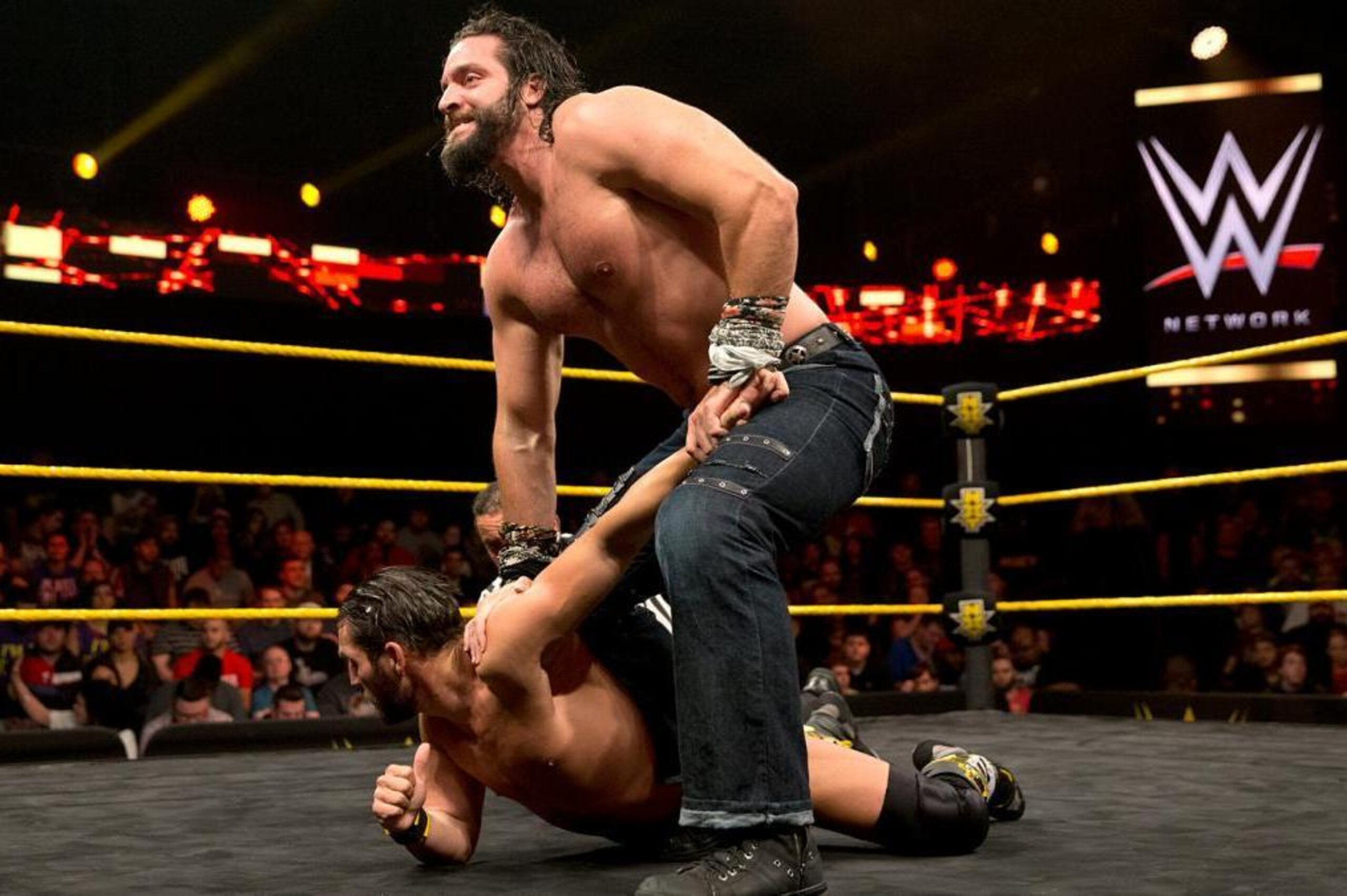 Elias Samson grounds Johnny Gargano.