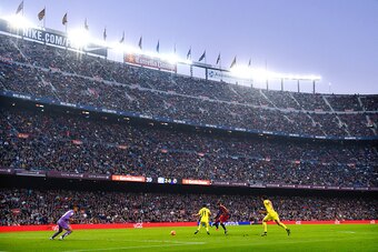 BARCELONA, SPAIN - NOVEMBER 08:  Neymar of FC Barcelona scores his team's third goal during the La Liga match between FC Barcelona and Villarreal CF at Camp Nou on November 8, 2015 in Barcelona, Spain.  (Photo by David Ramos/Getty Images)