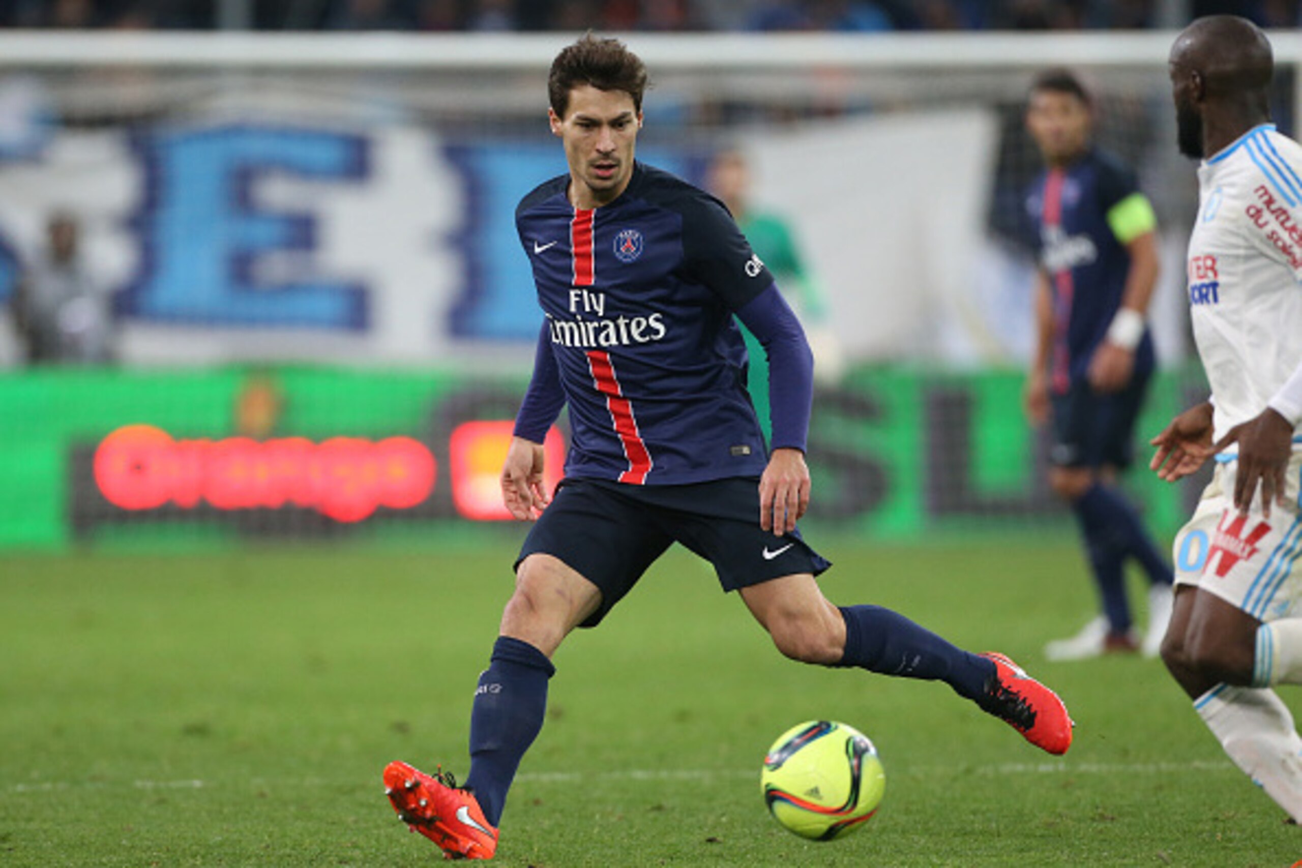 MARSEILLE - FEBRUARY 7: Benjamin Stambouli of PSG in action during the French Ligue 1 match between Olympique de Marseille (OM) and Paris Saint-Germain (PSG) at New Stade Velodrome on February 7, 2016 in Marseille, France. (Photo by Jean Catuffe/Getty Ima