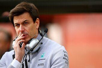 MONTMELO, SPAIN - FEBRUARY 22:  Mercedes GP Executive Director Toto Wolff looks on in the pit lane during day one of F1 winter testing at Circuit de Catalunya on February 22, 2016 in Montmelo, Spain.  (Photo by Mark Thompson/Getty Images)