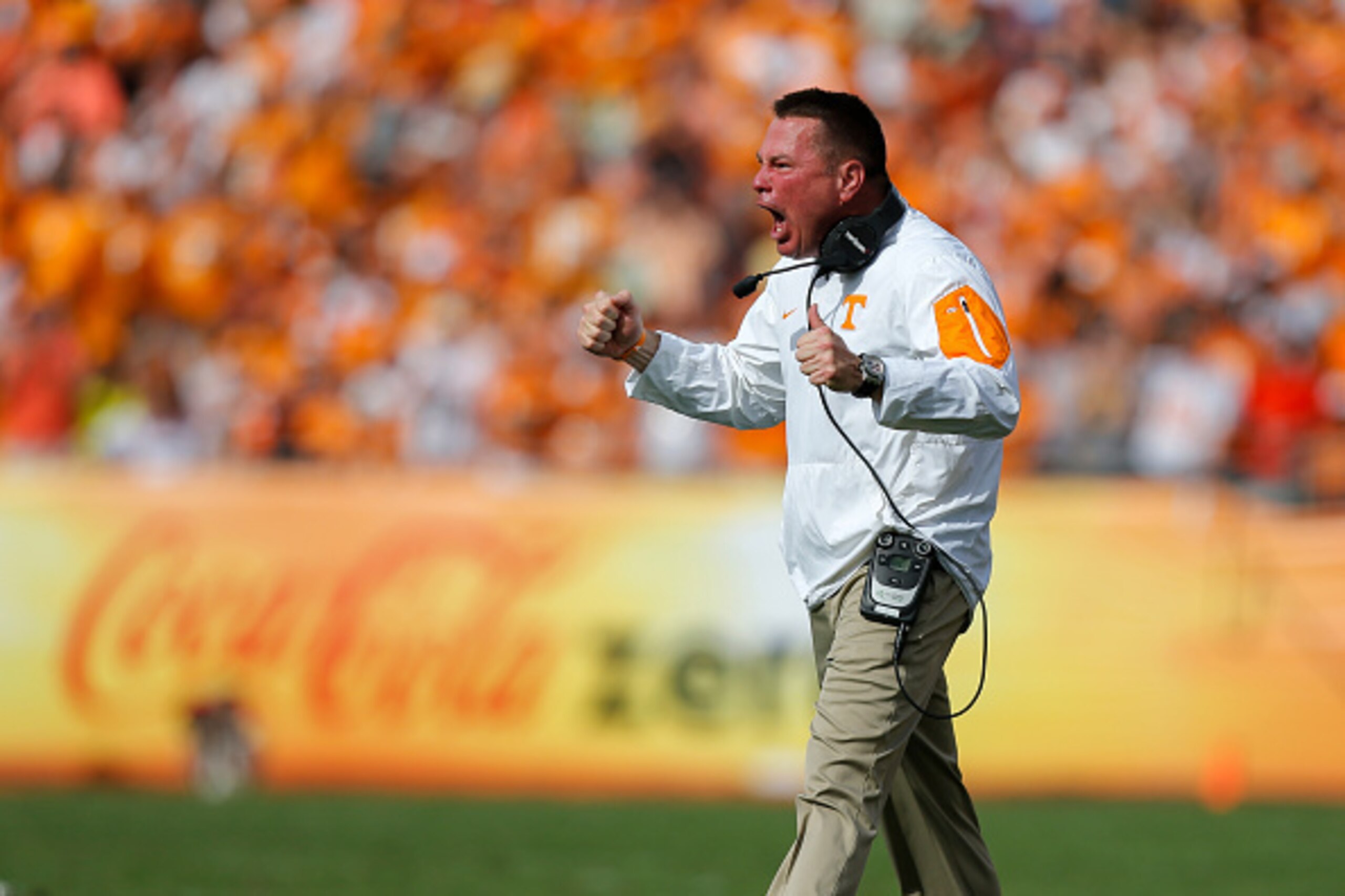 TAMPA, FL - JANUARY 1: Head coach Butch Jones against the Northwestern Wildcats during the Outback Bowl at Raymond James Stadium on January 1, 2016 in Tampa, Florida. (Photo by Mike Carlson/Getty Images) TAMPA, FL - JANUARY 1: Head coach Butch Jones against the Northwestern Wildcats during the Outback Bowl at Raymond James Stadium on January 1, 2016 in Tampa, Florida. (Photo by Mike Carlson/Getty Images)