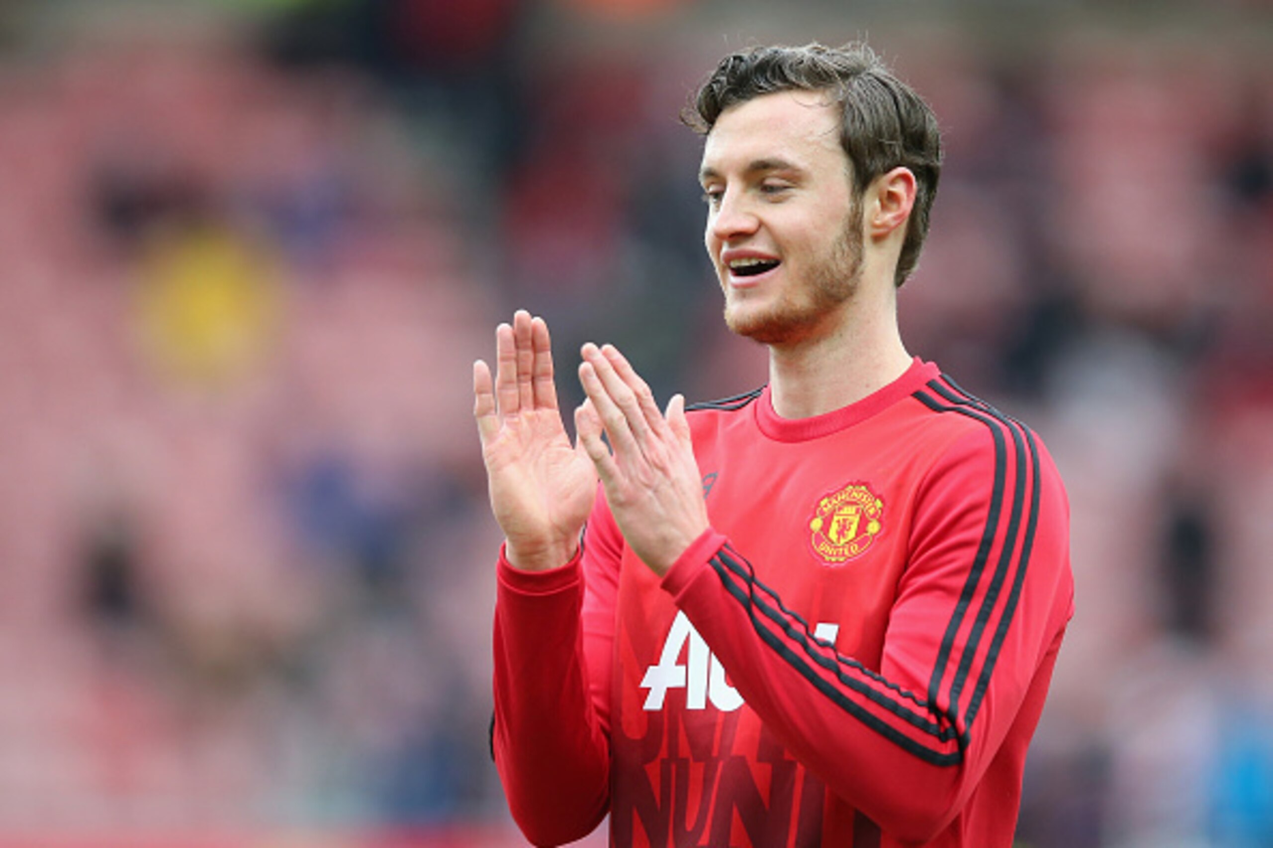 SUNDERLAND, ENGLAND - FEBRUARY 13: Will Keane of Manchester United is seen during the warm up prior to the Barclays Premier League match between Sunderland and Manchester United at the Stadium of Light on February 13, 2016 in Sunderland, England.  (Photo 