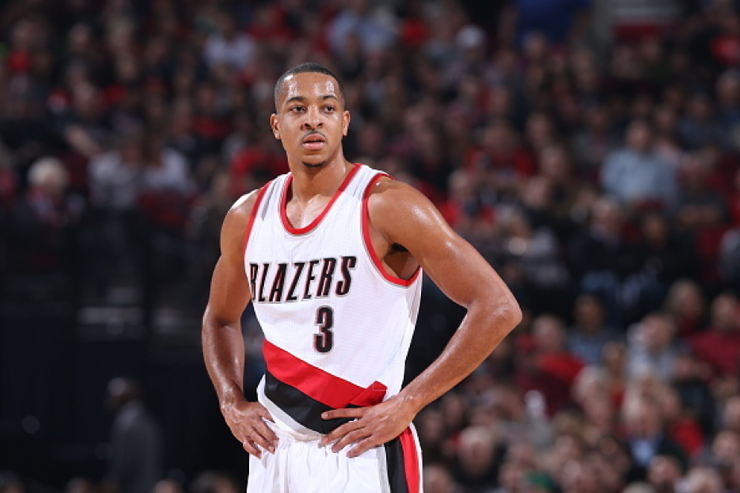 PORTLAND, OR - MARCH 23:  C.J. McCollum #3 of the Portland Trail Blazers during the game against the Dallas Mavericks on March 23, 2016 at the Moda Center in Portland, Oregon. NOTE TO USER: User expressly acknowledges and agrees that, by downloading and o