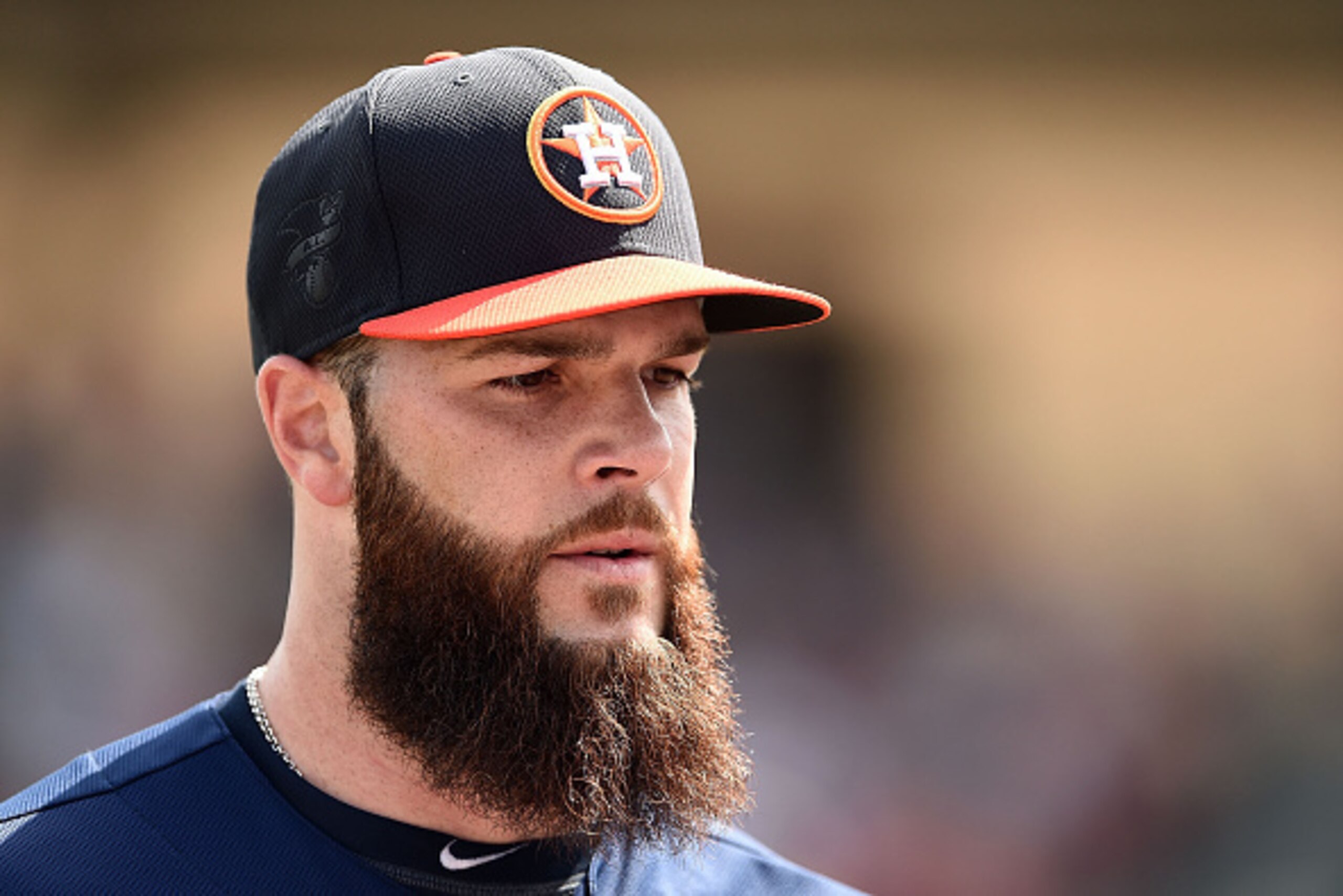 KISSIMMEE, FL - MARCH 09:  Dallas Keuchel #60 of the Houston Astros walks to the dugout during a spring training game against the Atlanta Braves at Osceola County Stadium on March 9, 2016 in Kissimmee, Florida.  (Photo by Stacy Revere/Getty Images)