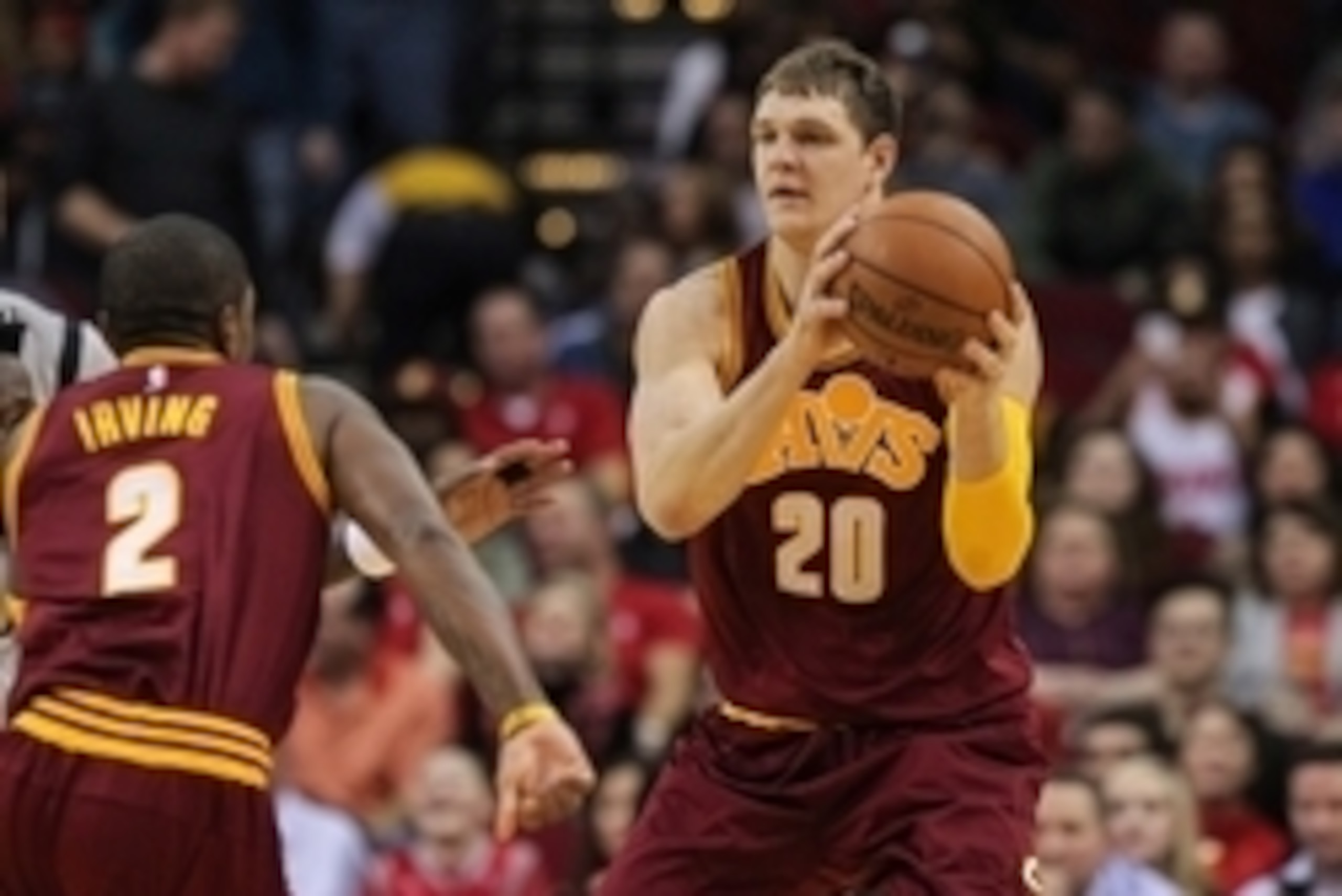Jan 15, 2016; Houston, TX, USA; Cleveland Cavaliers center Timofey Mozgov (20) during the game against the Houston Rockets at Toyota Center. Mandatory Credit: Troy Taormina-USA TODAY Sports