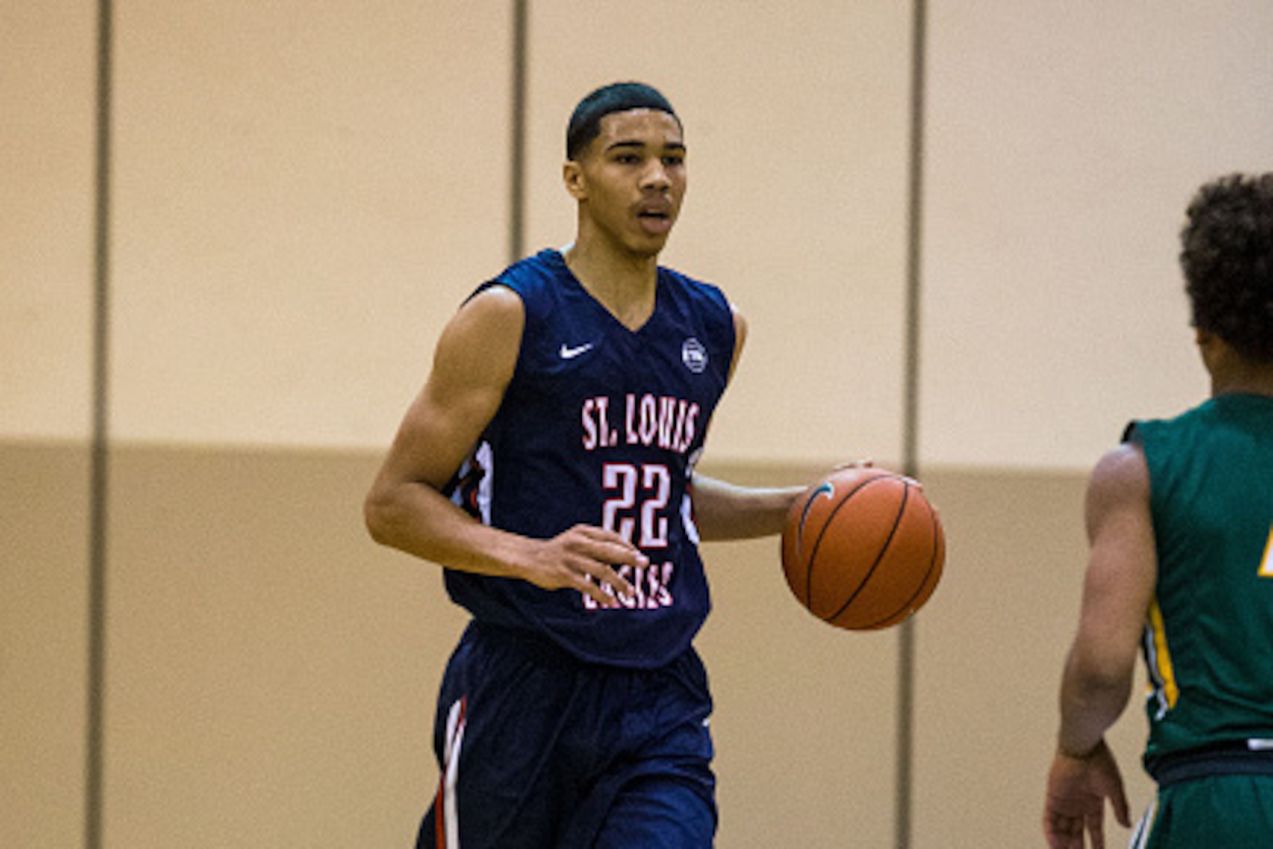 MAPLE GROVE, MN- MAY 23: Jayson Tatum #22 from St. Louis Eagles and Chaminade High School during Session Four of the Nike EYBL on May 23, 2015 at Maple Grove Community Gym in Maple Grove, Minnesota. (Photo by Brace Hemmelgarn/Getty Images)