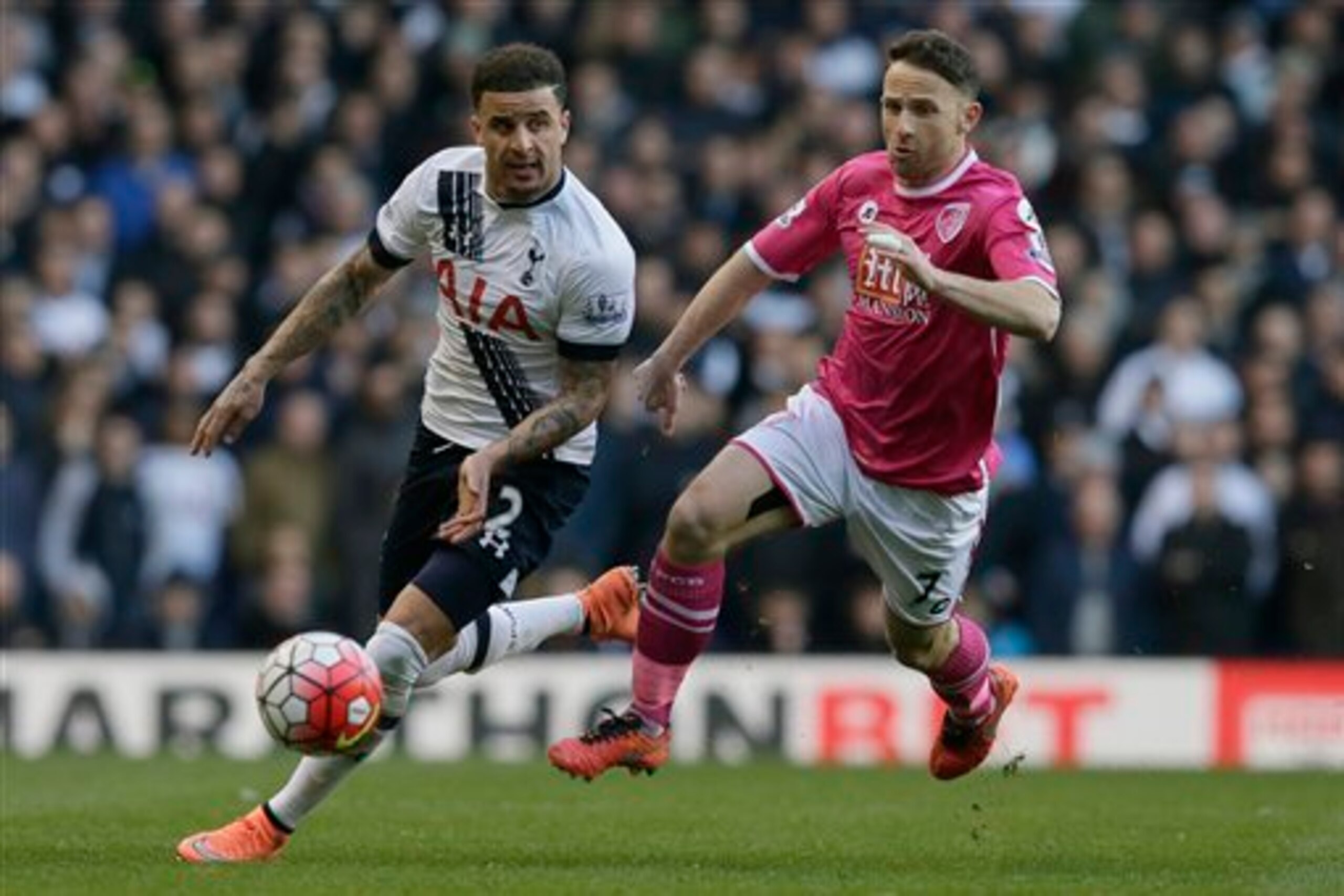 Kyle Walker looks to get forward against Bournemouth. Kyle Walker looks to get forward against Bournemouth.