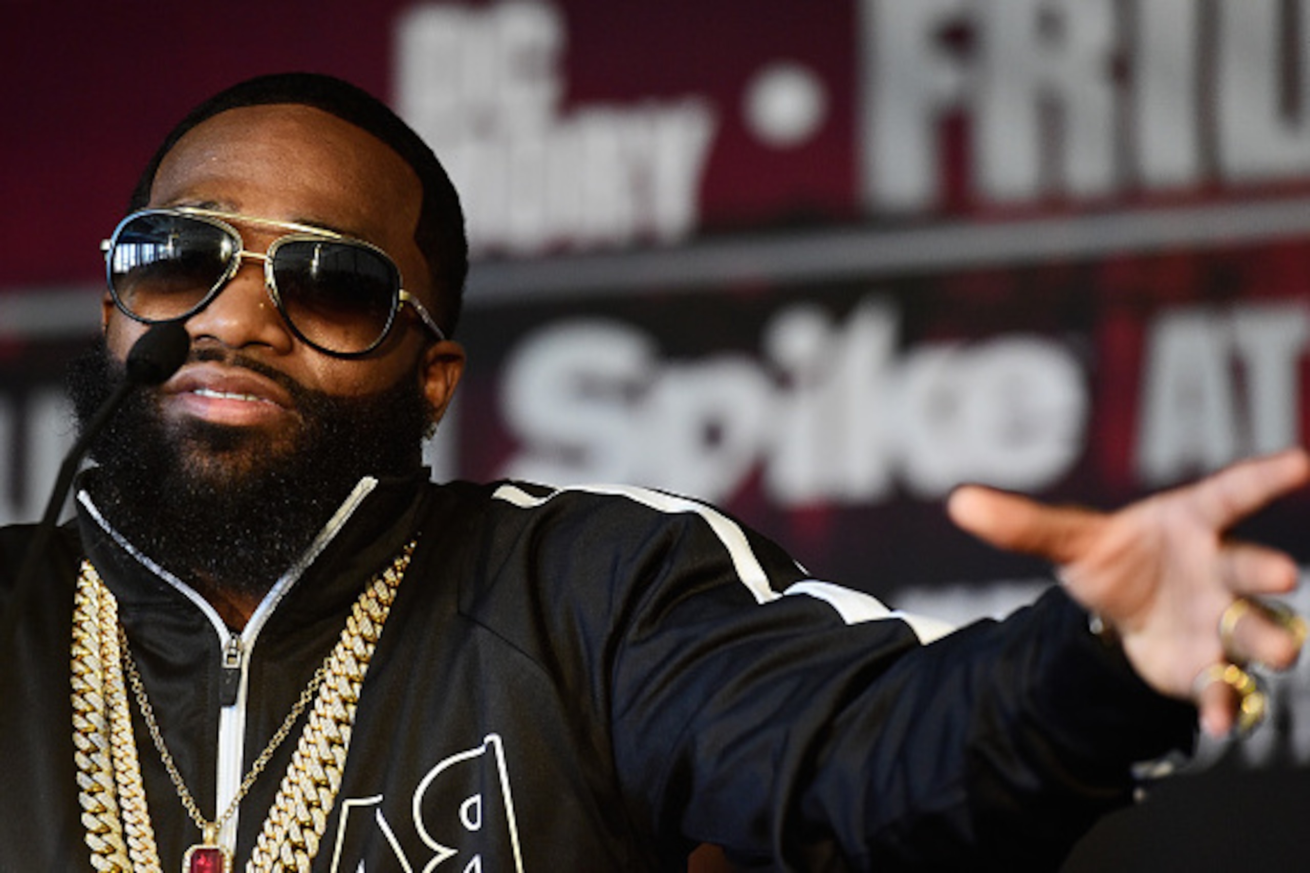 WASHINGTON, DC - FEBRUARY 29:  Adrien Broner speaks during a press conference to announce the fight between Adrien Broner and Ashely Theophane at W Hotel Washington DC on February 29, 2016 in Washington, DC.  (Photo by Patrick McDermott/Getty Images)