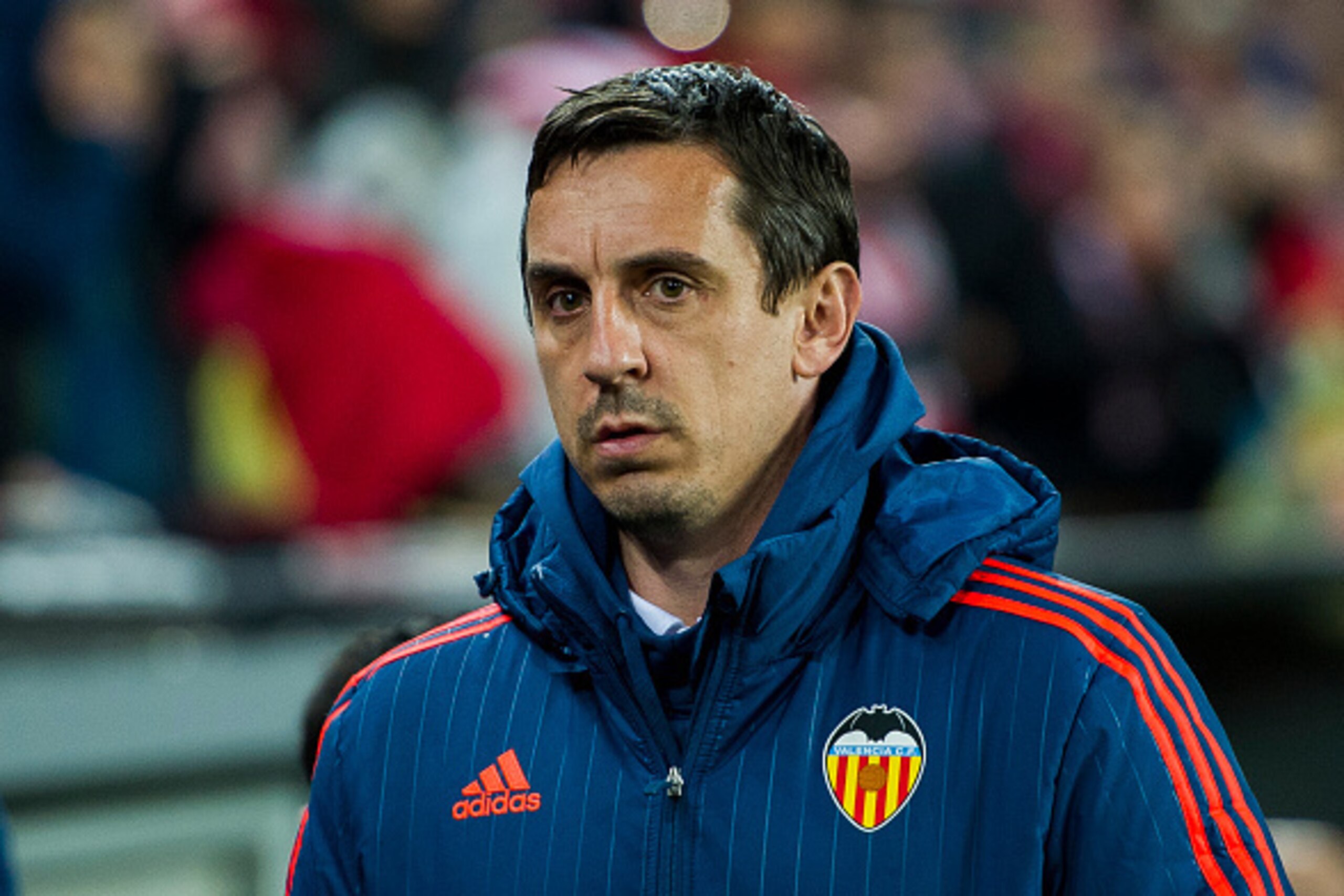 BILBAO, SPAIN - MARCH 10:  Head coach  Gary Neville of Valencia CF looks on prior to the start the UEFA Europa League Round of 16: First Leg match between Athletic Club and Valencia CF at San Mames Stadium on March 10, 2016 in Bilbao, Spain.  (Photo by Ju