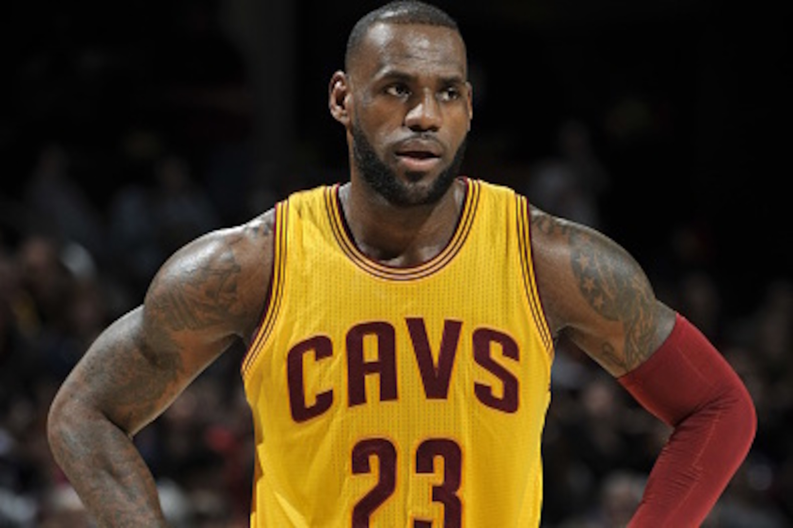 CLEVELAND, OH - MARCH 31:  LeBron James #23 of the Cleveland Cavaliers during the game against the Brooklyn Nets on March 31, 2016 at Quicken Loans Arena in Cleveland, Ohio. NOTE TO USER: User expressly acknowledges and agrees that, by downloading and/or 