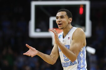 PHILADELPHIA, PA - MARCH 27:  Marcus Paige #5 of the North Carolina Tar Heels reacts against the Notre Dame Fighting Irish during the 2016 NCAA Men's Basketball Tournament East Regional Final at Wells Fargo Center on March 27, 2016 in Philadelphia, Pennsy