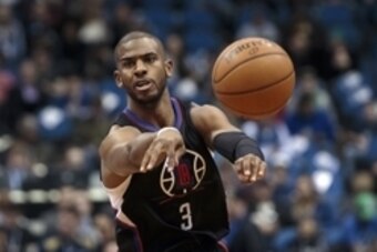 Mar 30, 2016; Minneapolis, MN, USA; Los Angeles Clippers guard Chris Paul (3) passes in the first quarter against the Minnesota Timberwolves at Target Center. Mandatory Credit: Brad Rempel-USA TODAY Sports