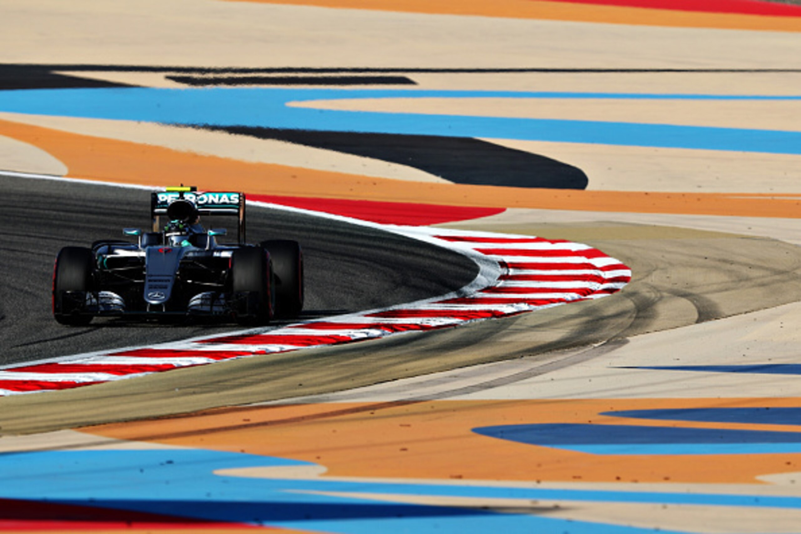 SAKHIR, BAHRAIN - APRIL 02: Nico Rosberg of Germany drives the (6) Mercedes AMG Petronas F1 Team Mercedes F1 WO7 Mercedes PU106C Hybrid turbo on track during final practice for the Bahrain Formula One Grand Prix at Bahrain International Circuit on April 2