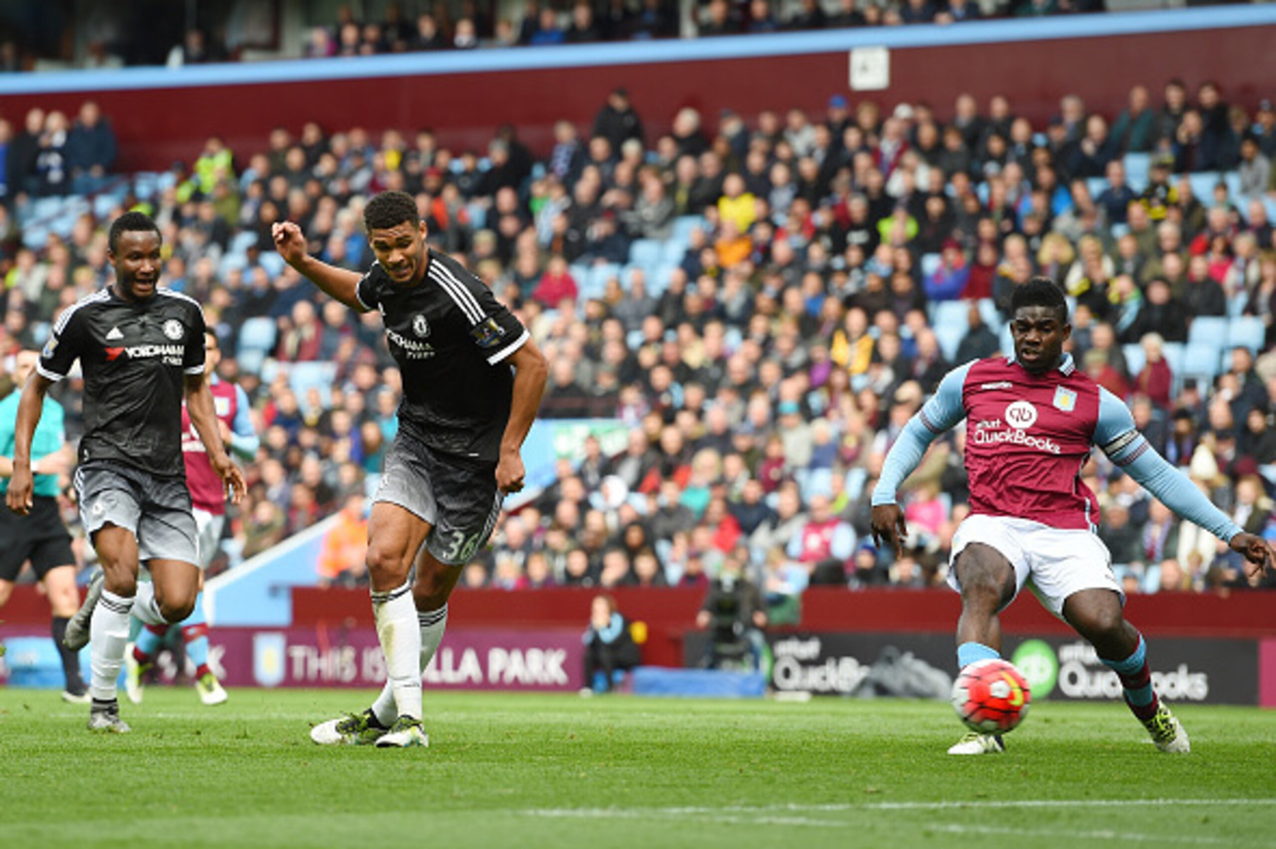 BIRMINGHAM, ENGLAND - APRIL 02: Ruben Loftus-Cheek of Chelsea scores his team's first goal during the Barclays Premier League match between Aston Villa and Chelsea at Villa Park on April 2, 2016 in Birmingham, England. (Photo by Shaun Botterill/Getty Im BIRMINGHAM, ENGLAND - APRIL 02: Ruben Loftus-Cheek of Chelsea scores his team's first goal during the Barclays Premier League match between Aston Villa and Chelsea at Villa Park on April 2, 2016 in Birmingham, England. (Photo by Shaun Botterill/Getty Im