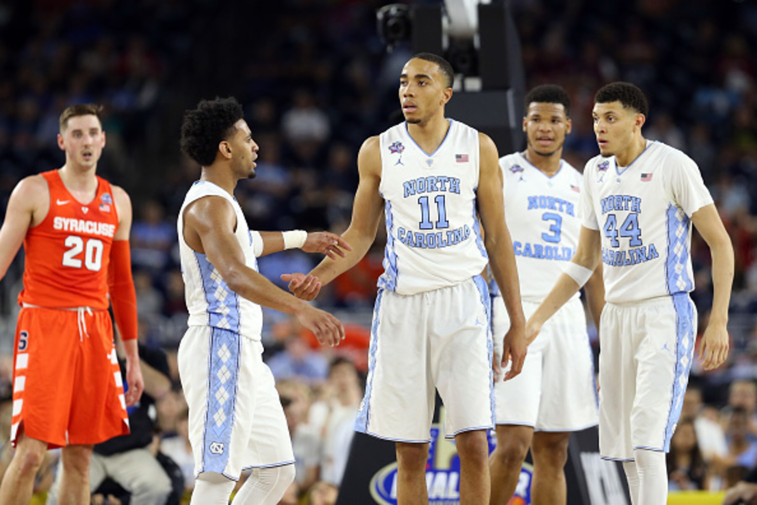 HOUSTON, TEXAS - APRIL 02:  Brice Johnson #11 of the North Carolina Tar Heels reacts in the second half against the Syracuse Orange during the NCAA Men's Final Four Semifinal at NRG Stadium on April 2, 2016 in Houston, Texas.  (Photo by Streeter Lecka/Get