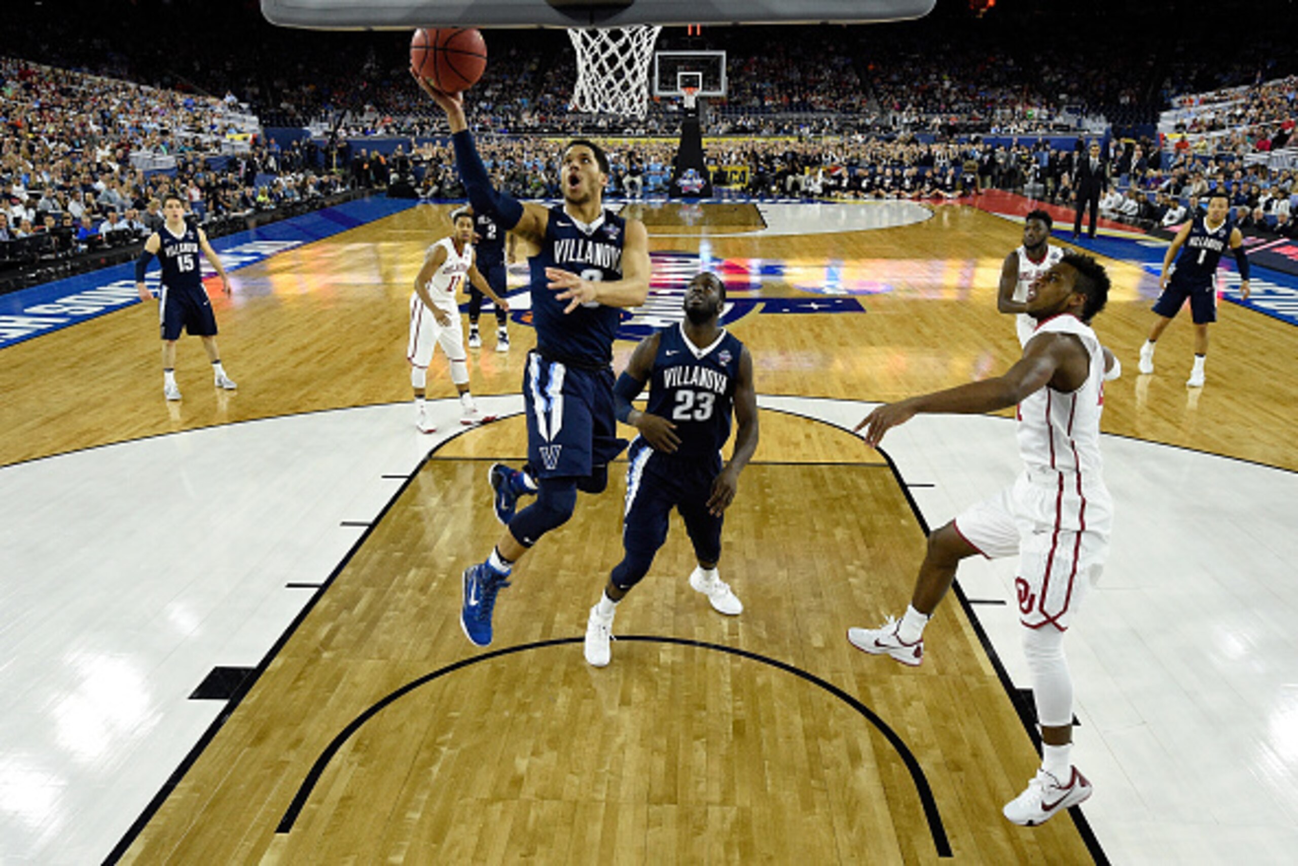 HOUSTON, TEXAS - APRIL 02:  Josh Hart #3 of the Villanova Wildcats shoots the ball in the second half against the Oklahoma Sooners during the NCAA Men's Final Four Semifinal at NRG Stadium on April 2, 2016 in Houston, Texas.  (Photo by Chris Steppig - Poo