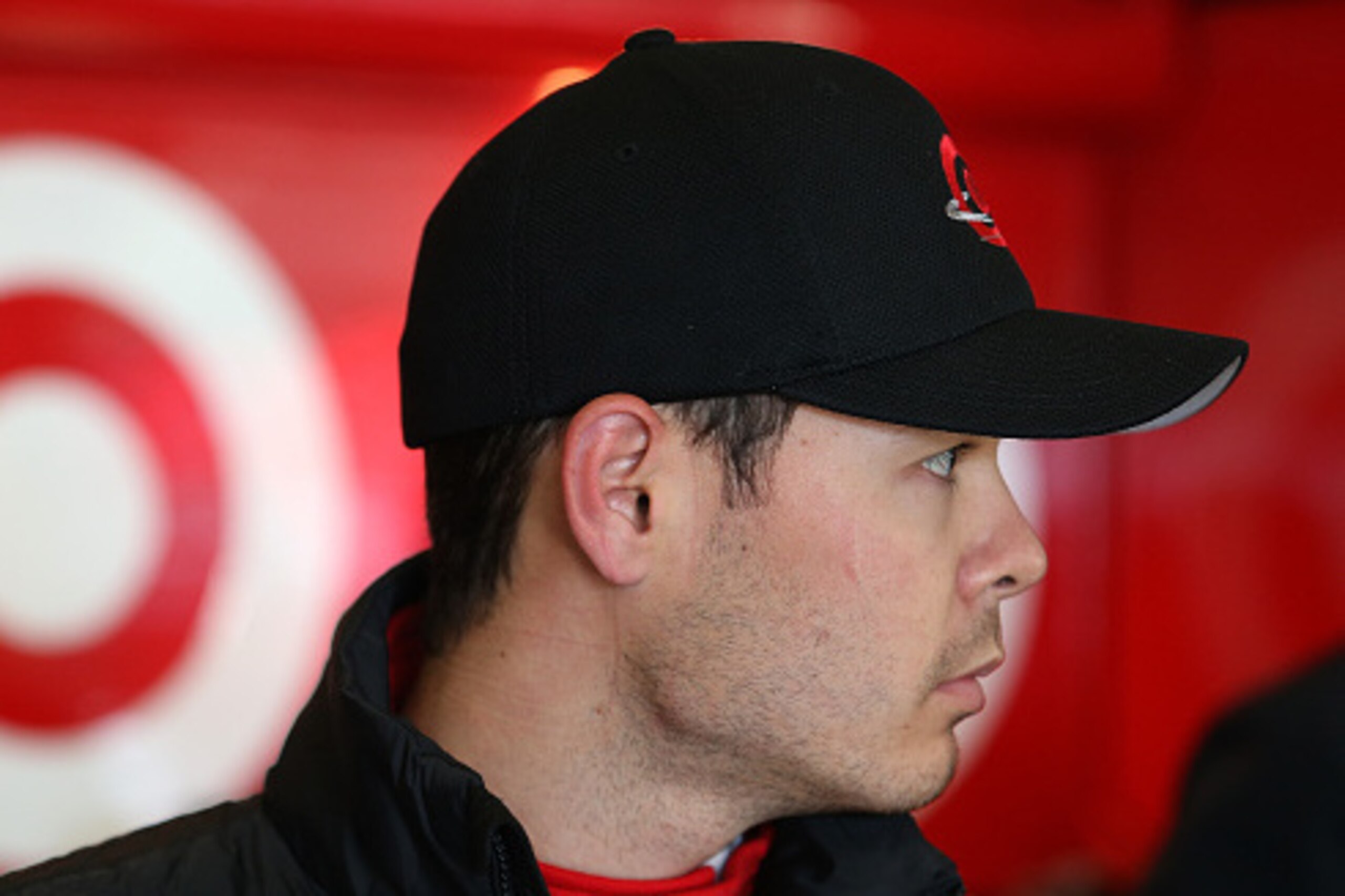 HAMPTON, GA - FEBRUARY 26: Kyle Larson, driver of the #42 Target Chevrolet, stands in the garage area during practice for the NASCAR Sprint Cup Series Folds of Honor QuikTrip 500 at Atlanta Motor Speedway on February 26, 2016 in Hampton, Georgia. (Photo HAMPTON, GA - FEBRUARY 26: Kyle Larson, driver of the #42 Target Chevrolet, stands in the garage area during practice for the NASCAR Sprint Cup Series Folds of Honor QuikTrip 500 at Atlanta Motor Speedway on February 26, 2016 in Hampton, Georgia. (Photo