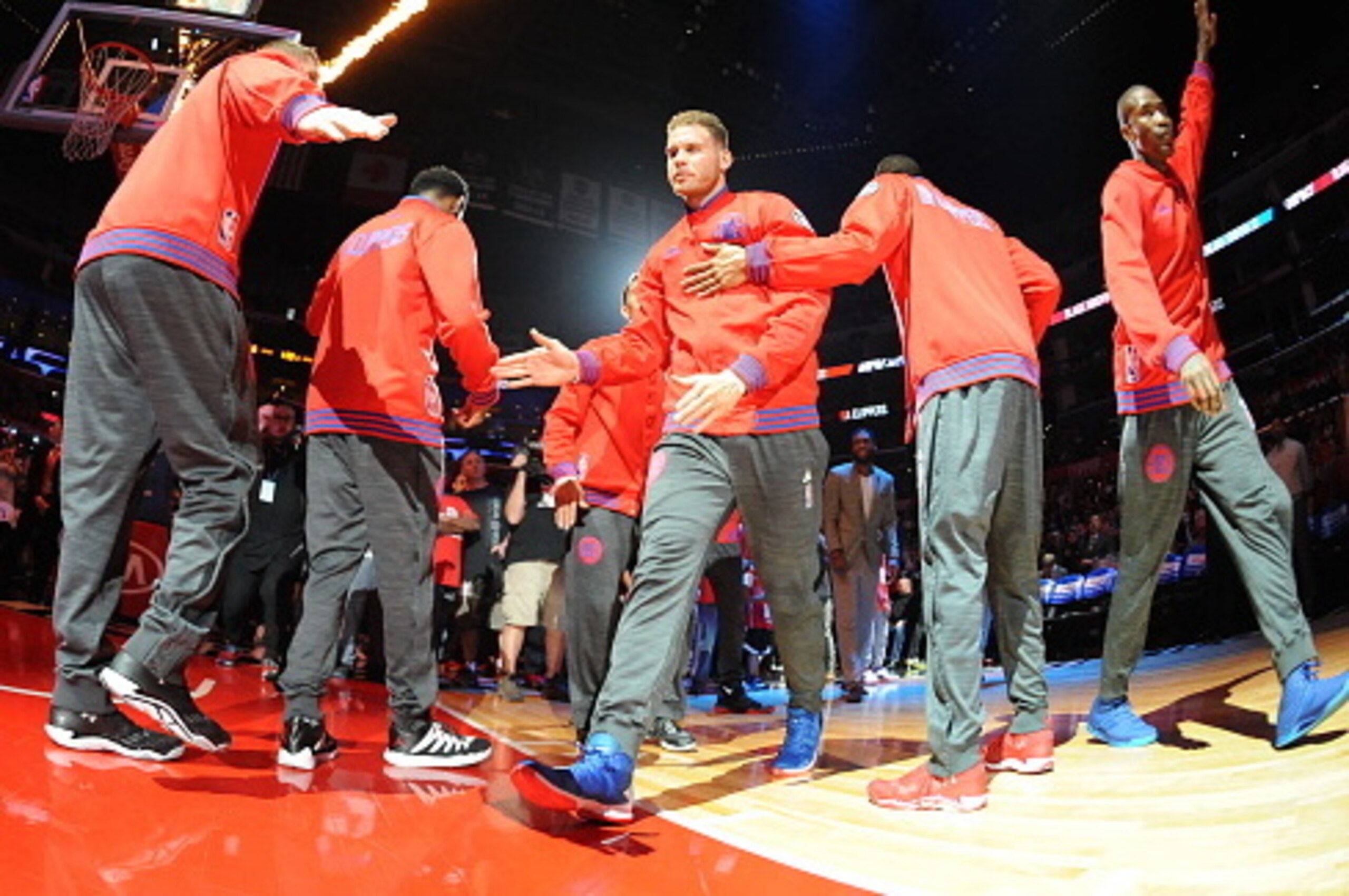 LOS ANGELES, CA - APRIL 3: Blake Griffin #32 of the Los Angeles Clippers is introduced before the game against the Washington Wizards on April 3, 2016 at STAPLES Center in Los Angeles, California. NOTE TO USER: User expressly acknowledges and agrees that LOS ANGELES, CA - APRIL 3: Blake Griffin #32 of the Los Angeles Clippers is introduced before the game against the Washington Wizards on April 3, 2016 at STAPLES Center in Los Angeles, California. NOTE TO USER: User expressly acknowledges and agrees that