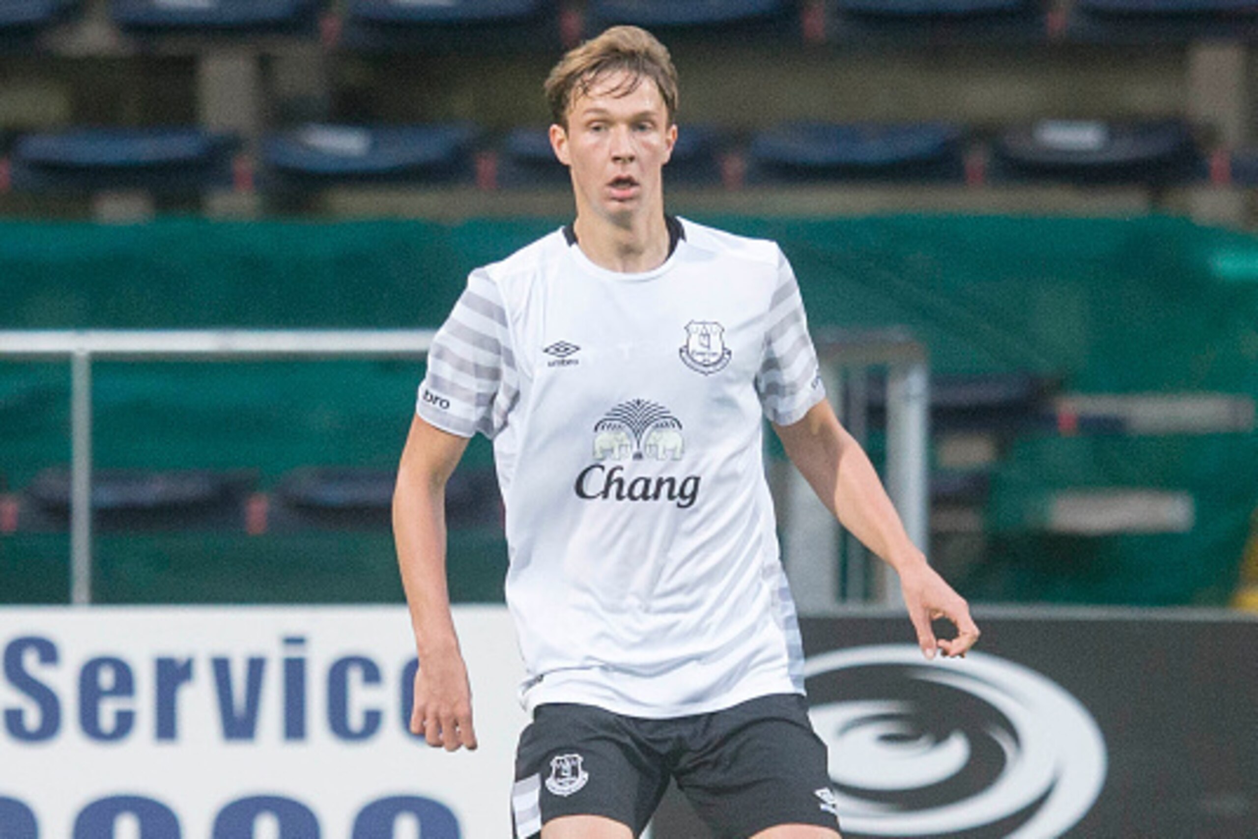 DUNDEE, SCOTLAND - JULY 28: Kieran Dowell for Everton at the Pre Season Friendly between Dundee and Everton at Dens Park on July 28th, 2015 in Dundee, Scotland.  (Photo by Jeff Holmes/Getty Images)