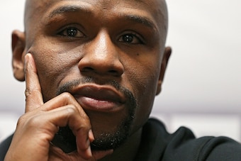WASHINGTON, DC - APRIL 01: Floyd Mayweather looks on before a press conference at the DC Armory on April 1, 2016 in Washington, DC. (Photo by Patrick Smith/Getty Images)