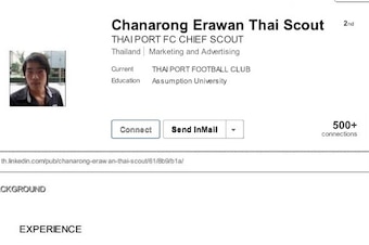 Fake LinkedIn profile of a Thai scout.