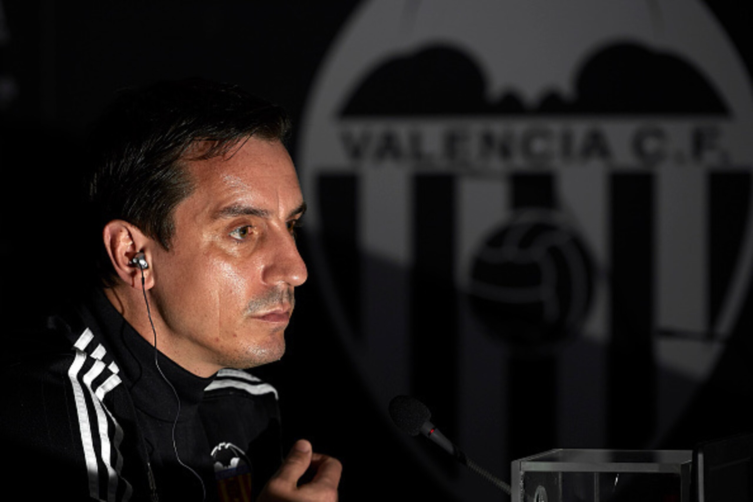 VALENCIA, SPAIN - FEBRUARY 12:  Gary Neville manager of Valencia CF faces the media during a press conference ahead La Liga match between Valencia CF and RCD Espanyol at Paterna Training Centre  on February 12, 2016 in Valencia, Spain.  (Photo by Manuel Q