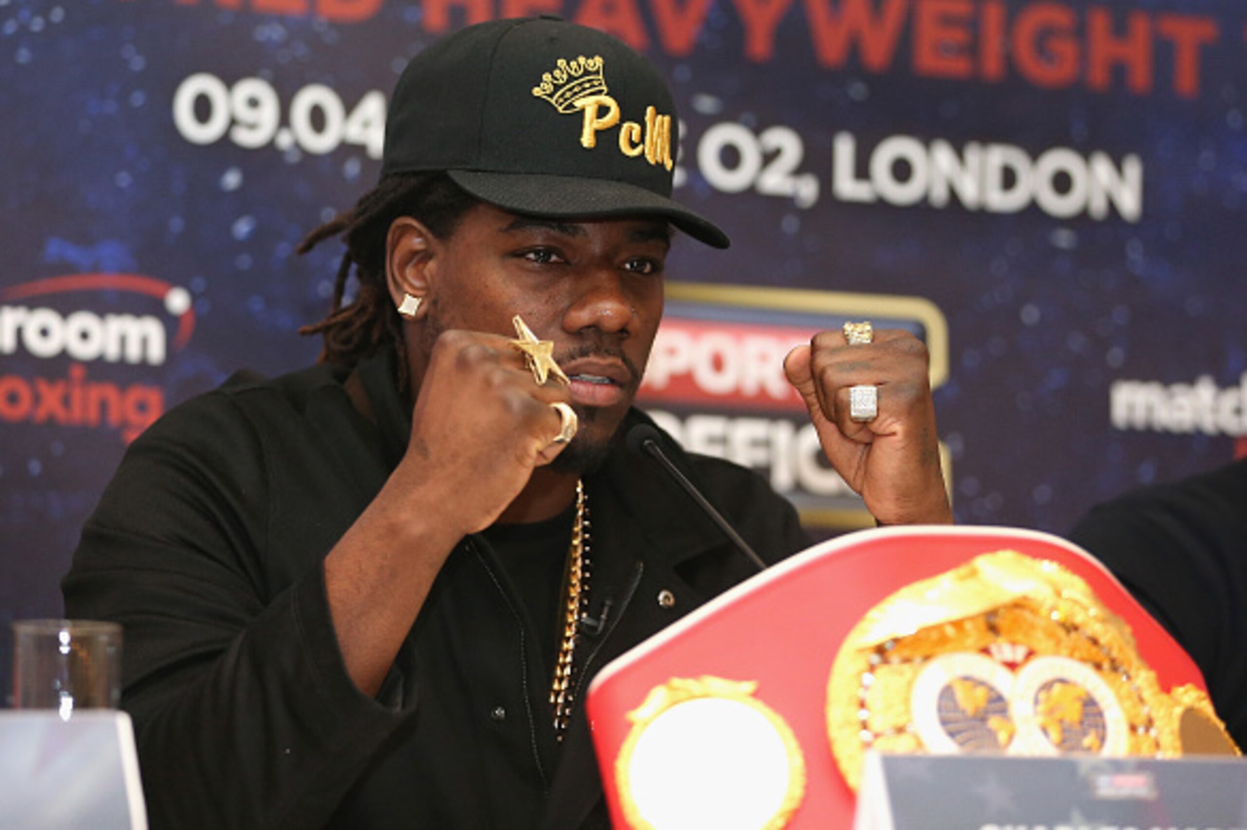 LONDON, ENGLAND - FEBRUARY 19:  Charles Martin talks to the media during the Anthony Joshua and Charles Martin Press Conference at The Dorchester hotel on February 19, 2016 in London, England.  (Photo by Andrew Redington/Getty Images)